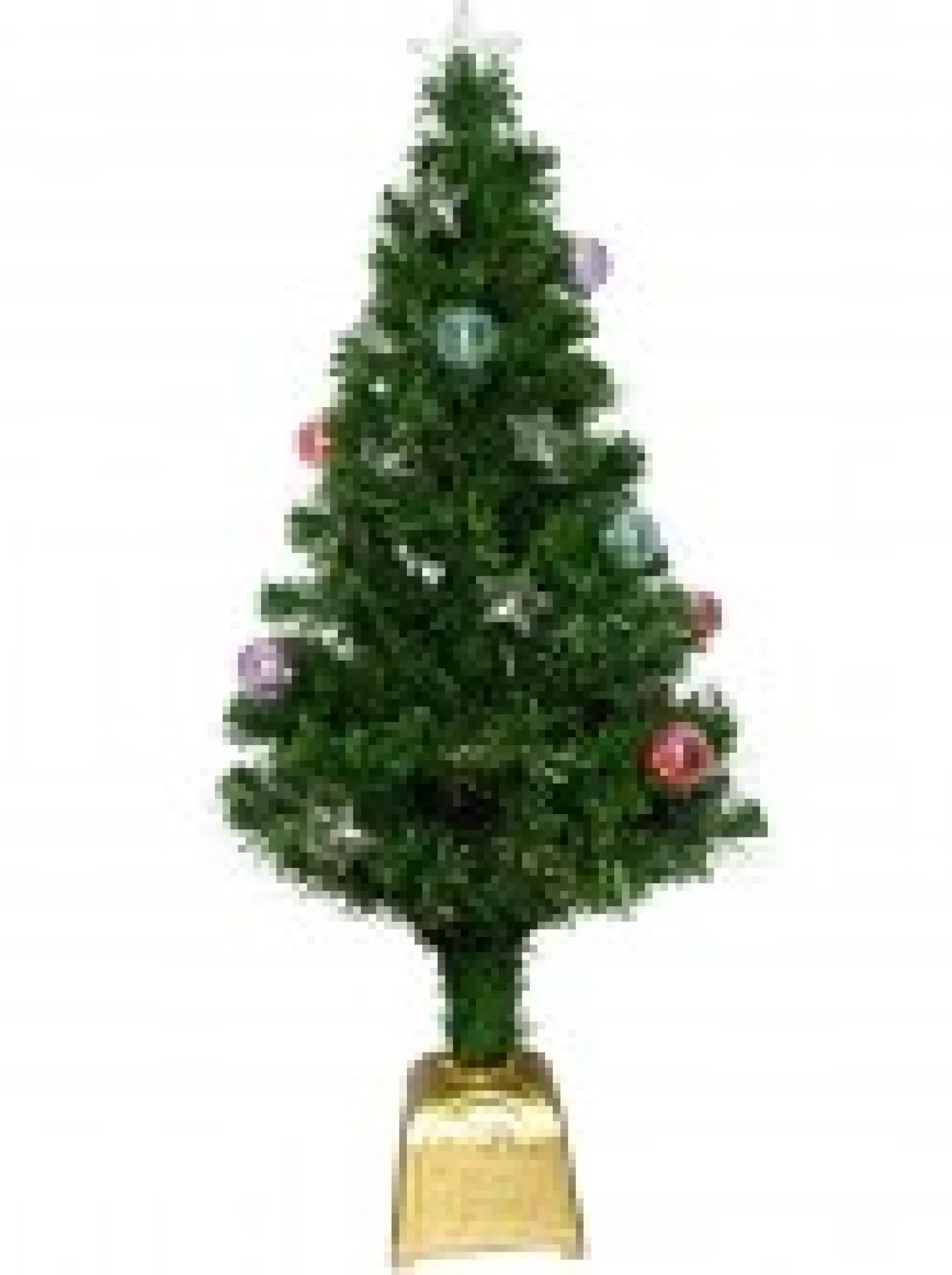 Christmas Warehouse Multi Colour Fibre Optic Christmas Tree With Baubles, Stars & 100 Tips - 90Cm> Fibre Optic Christmas Trees