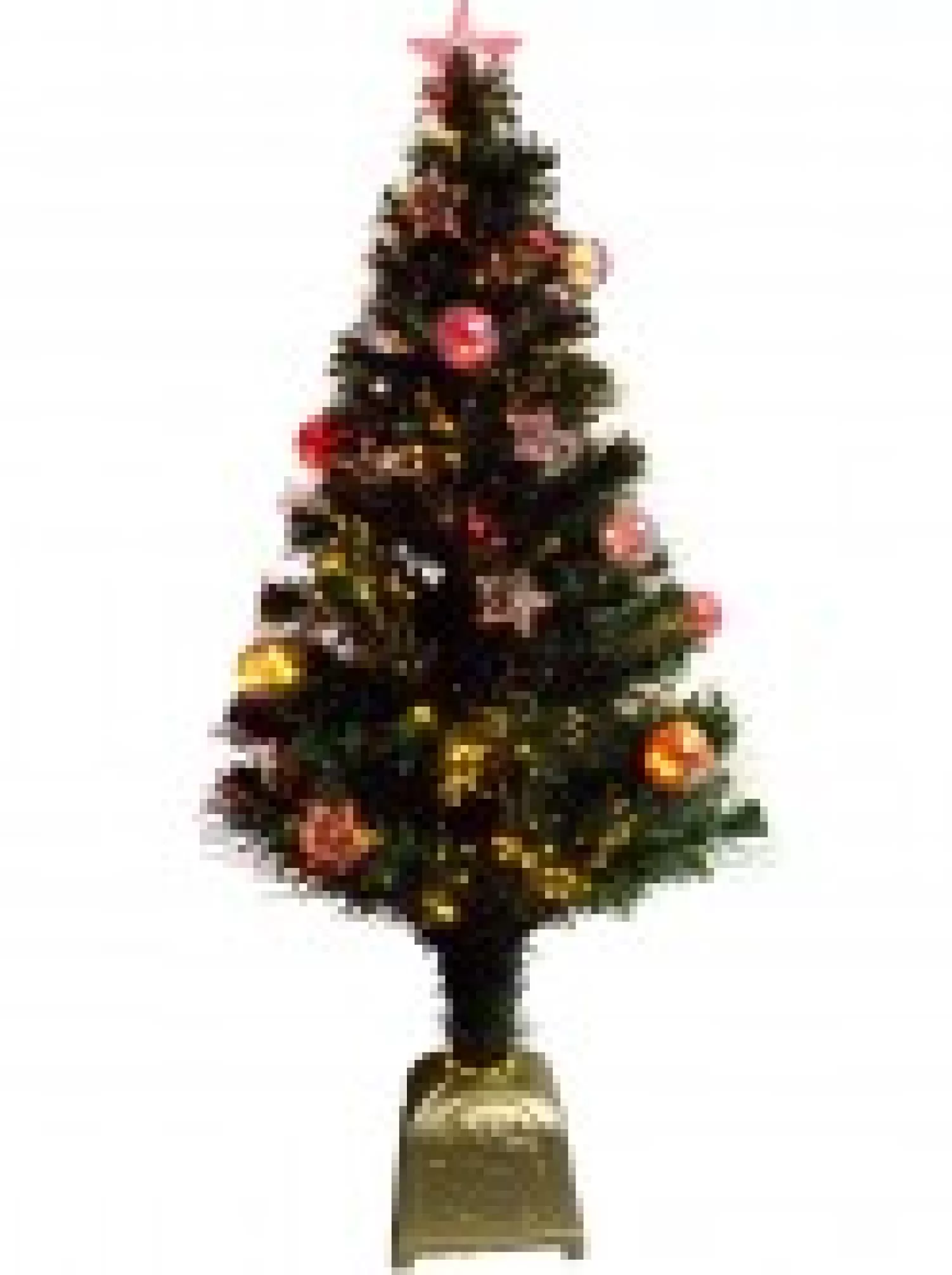 Christmas Warehouse Multi Colour Fibre Optic Christmas Tree With Baubles, Stars & 100 Tips - 90Cm> Fibre Optic Christmas Trees