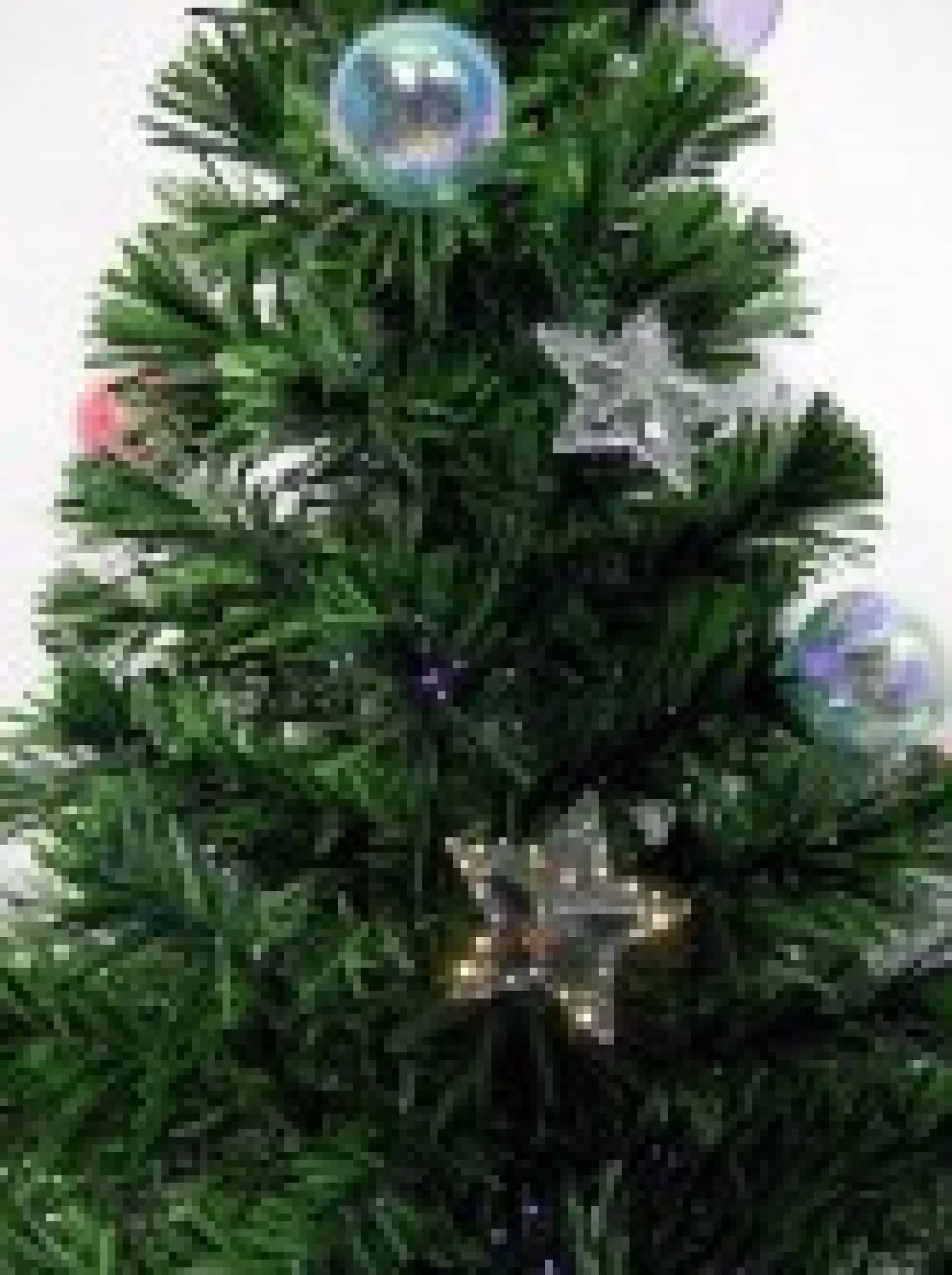 Christmas Warehouse Multi Colour Fibre Optic Christmas Tree With Baubles, Stars & 100 Tips - 90Cm> Fibre Optic Christmas Trees