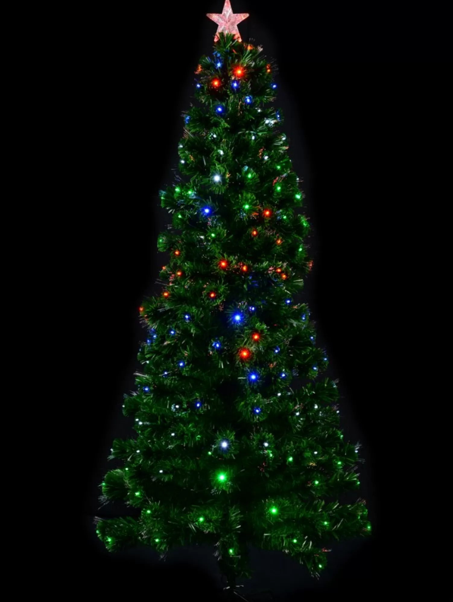 Christmas Warehouse Multi Colour Led & Fibre Optic Christmas Tree With 200 Tips & Bulbs - 1.8M> Fibre Optic Christmas Trees