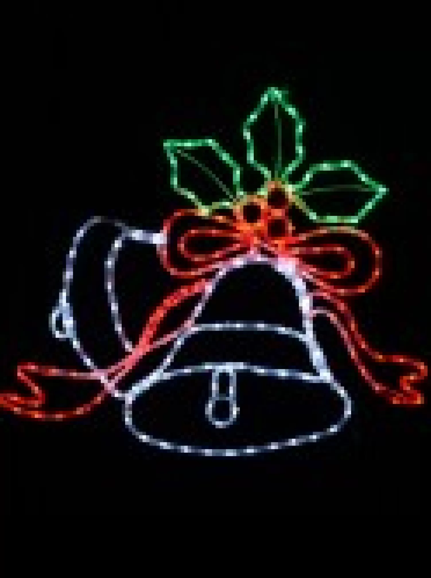 Christmas Warehouse Multi Colour Led Christmas Bells & Mistletoe Rope Light Silhouette - 83Cm> Christmas Light Displays