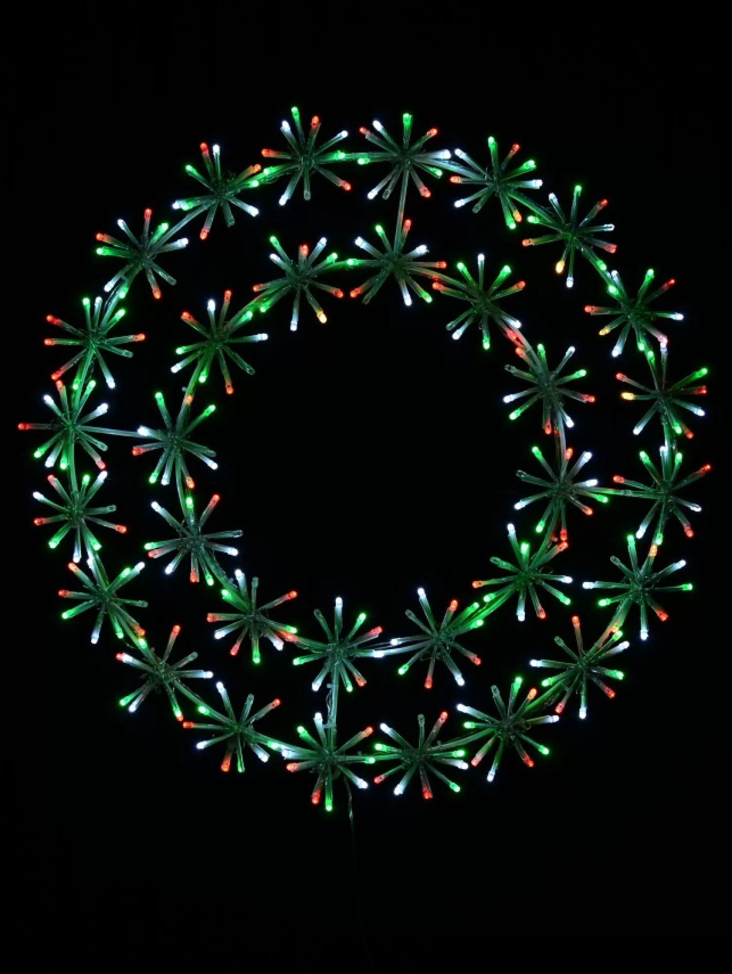 Christmas Warehouse Multi Colour Led Twinkle Wreath With Starburst Branches Light Display - 61Cm> Christmas Light Displays