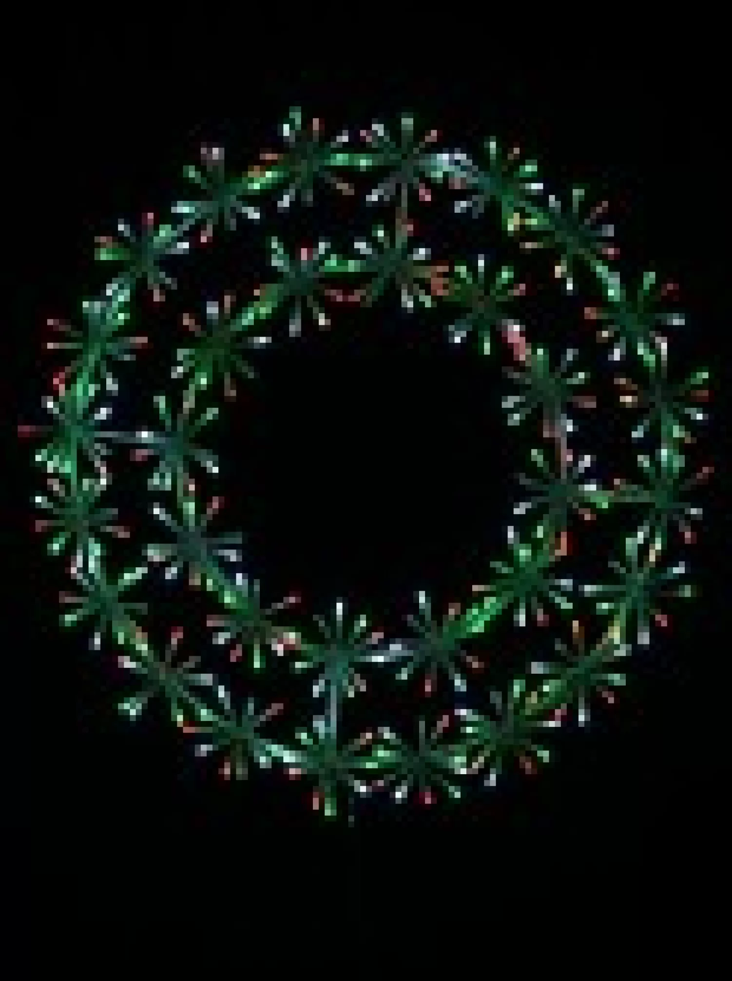 Christmas Warehouse Multi Colour Led Twinkle Wreath With Starburst Branches Light Display - 61Cm> Christmas Light Displays