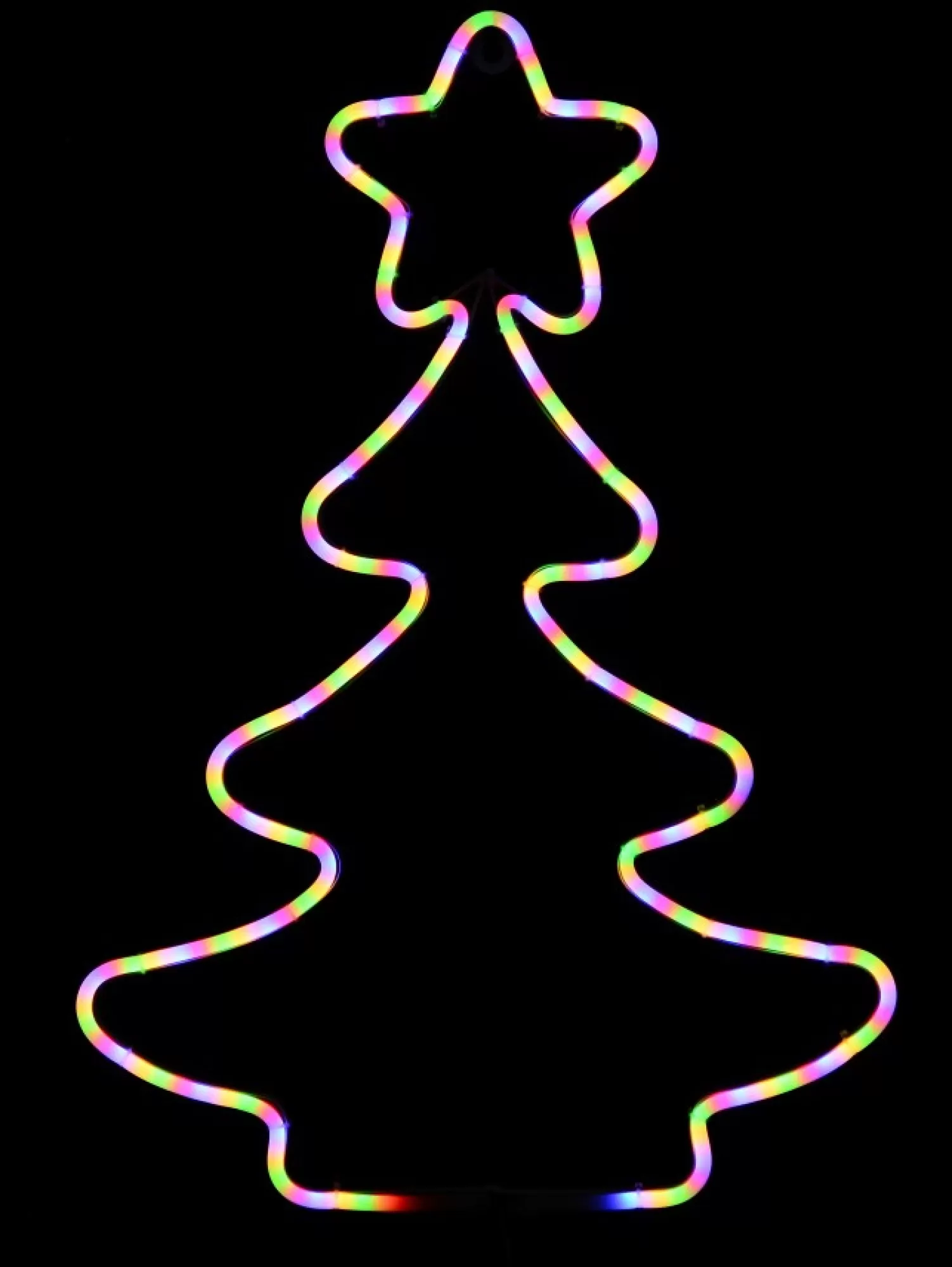 Christmas Warehouse Multi Fluro Colour Christmas Tree Neon Christmas Light Silhouette - 58Cm> Christmas Light Displays