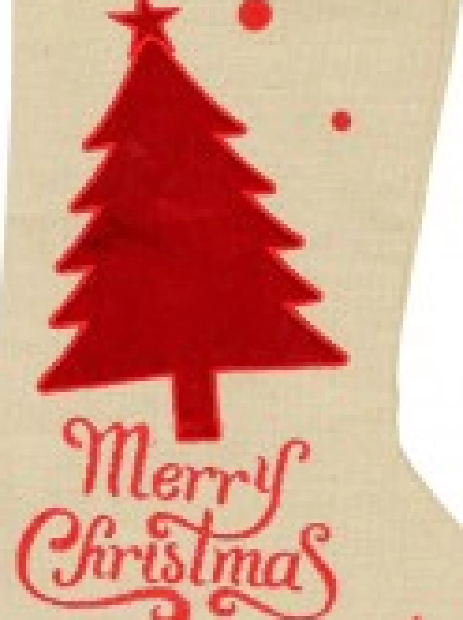 Christmas Warehouse Natural Burlap With Merry Christmas & Tree Design Christmas Stocking - 42Cm> Christmas Stockings