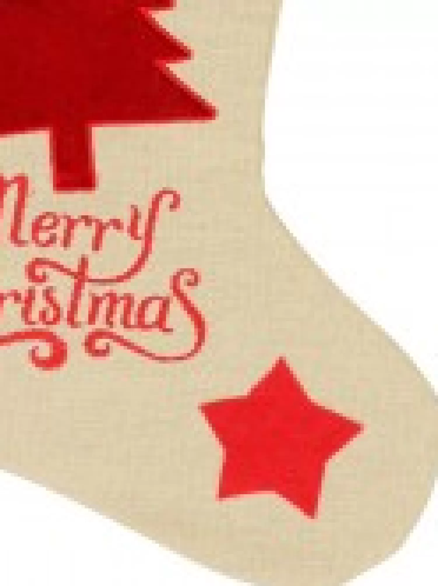 Christmas Warehouse Natural Burlap With Merry Christmas & Tree Design Christmas Stocking - 42Cm> Christmas Stockings