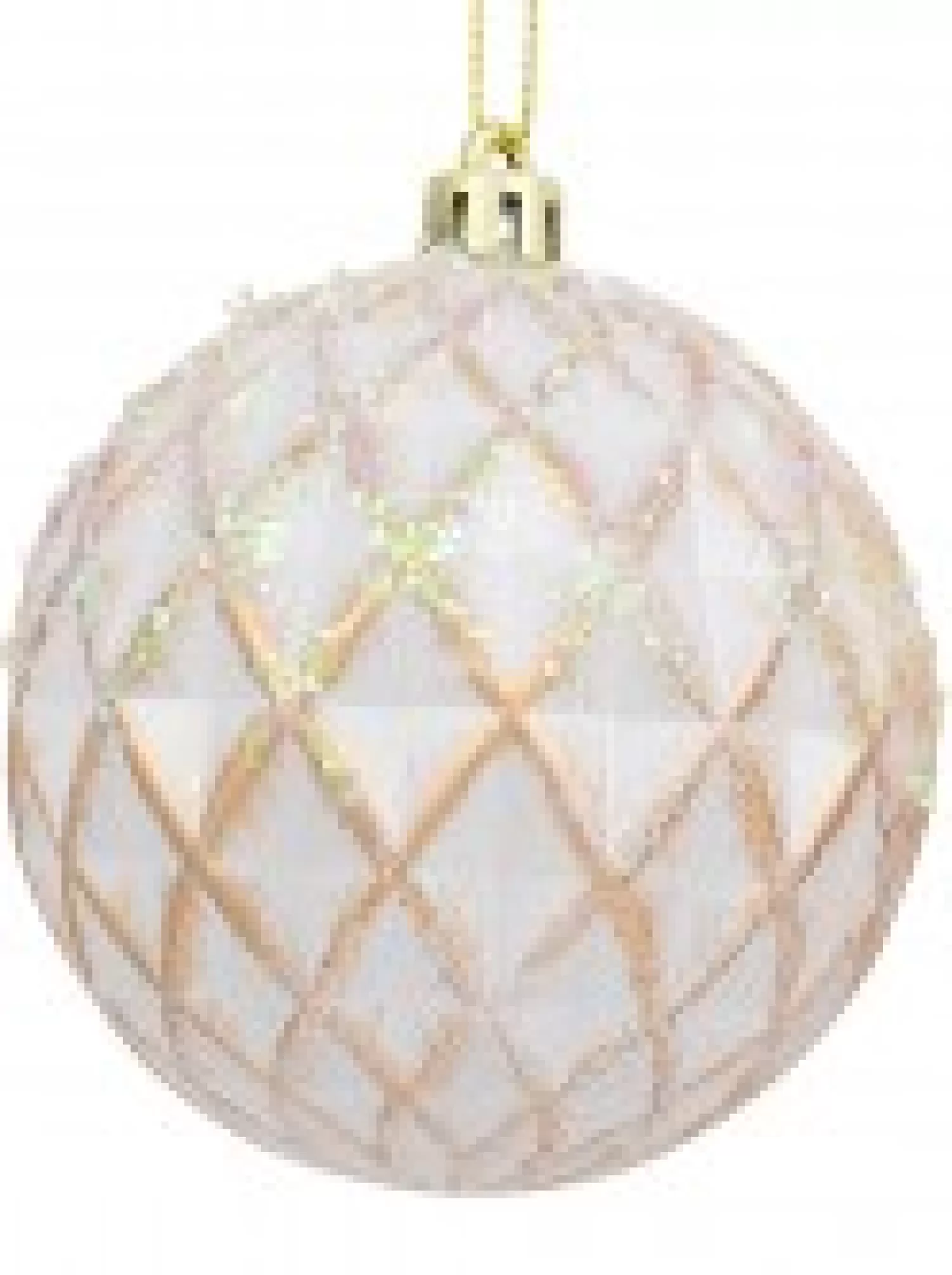 Christmas Warehouse Pearlised Rose Gold & White Textured Baubles With Glitter & Sequins - 4 X 80Mm> Bauble Packs