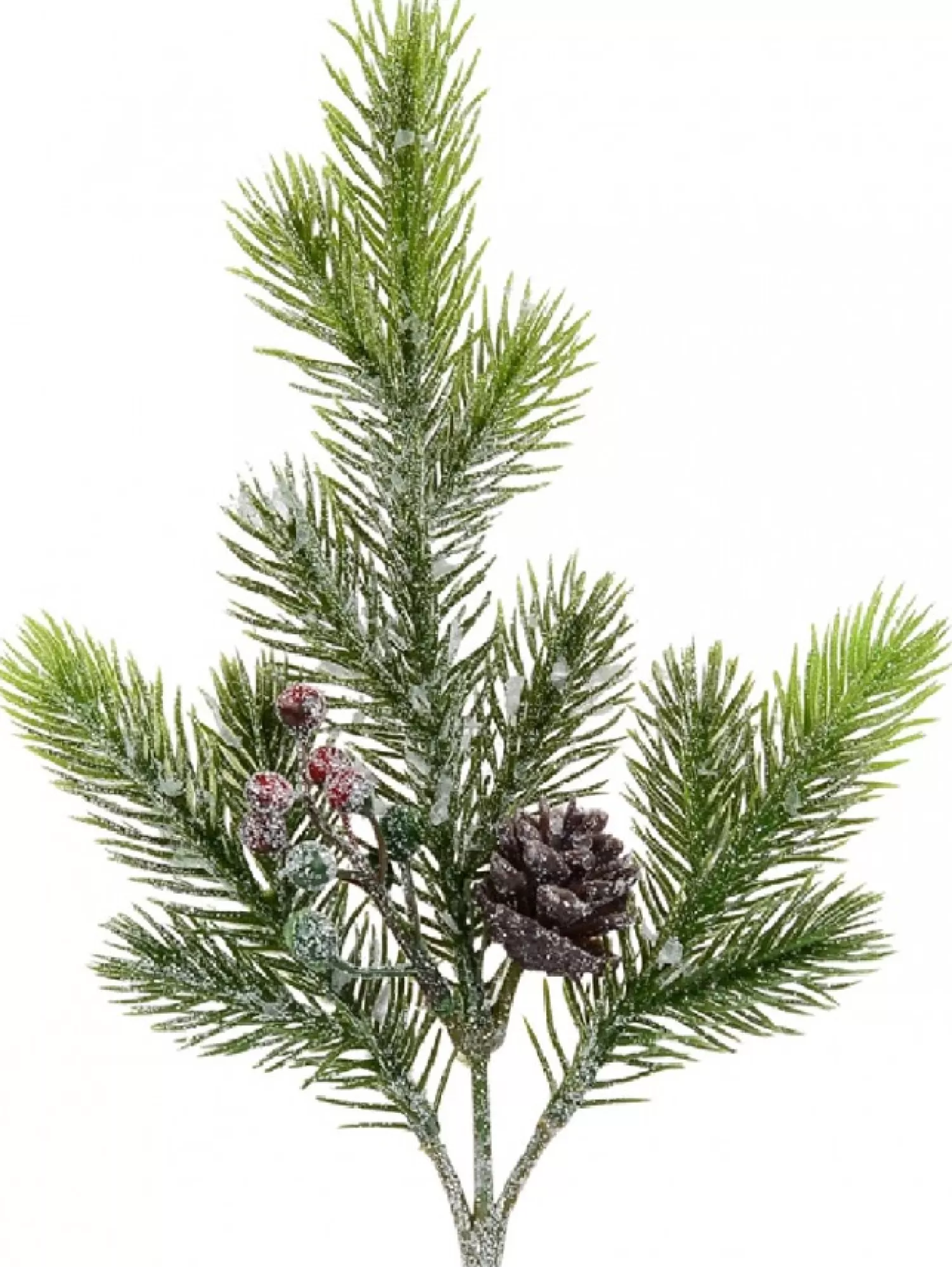 Christmas Warehouse Pine Cone & Berry Frosted Natural Look Pine Christmas Spray - 32Cm> Christmas Picks