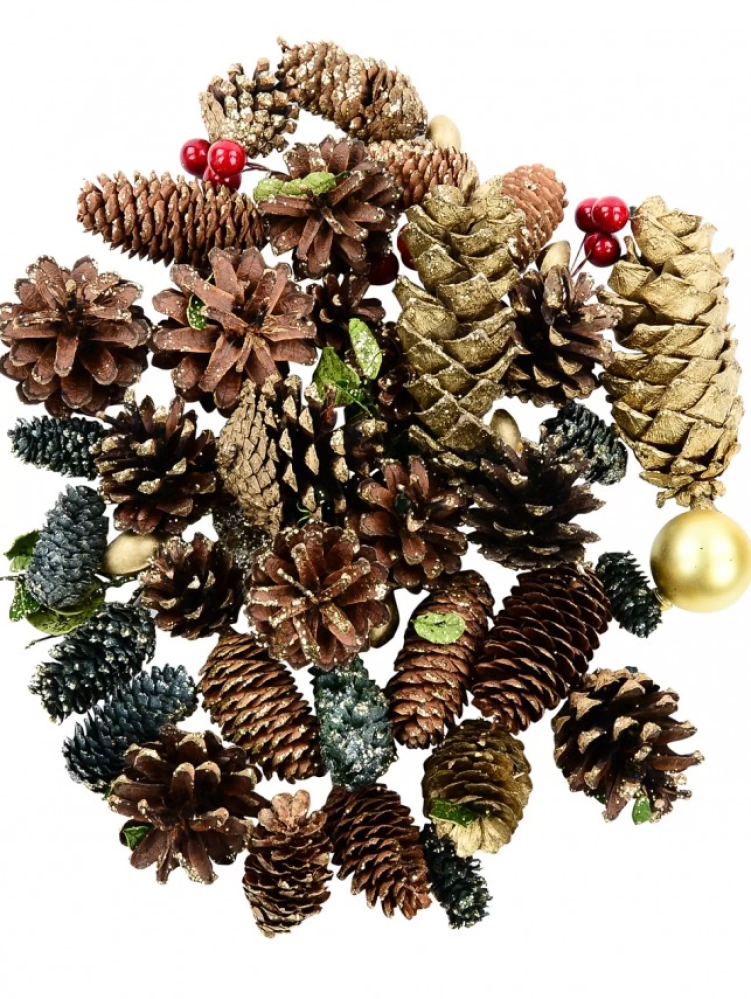 Christmas Warehouse Pine Cones, Stars, Berries & Leaves Assorted Christmas Decoration Mix - 300G> Natural Christmas Decorations
