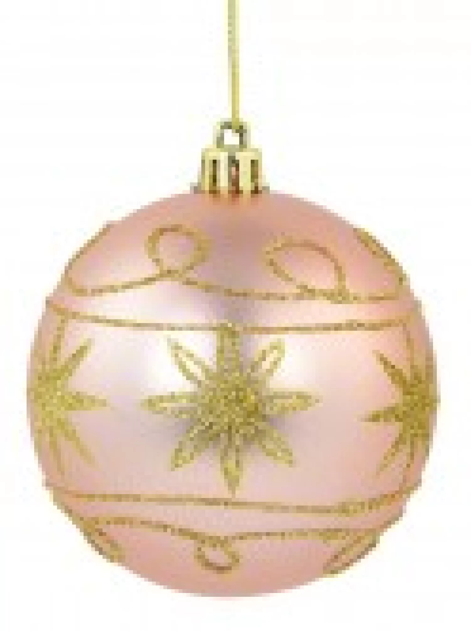 Christmas Warehouse Pink & Gold Christmas Baubles With Gold Glitter Stars & Swirls - 4 X 80Mm> Bauble Packs