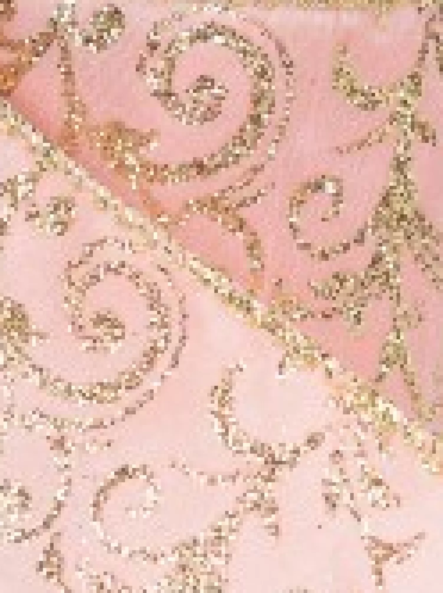 Christmas Warehouse Pink Fabric Christmas Ribbon With Gold Glitter Filigree Pattern & Edging - 3M> Christmas Ribbon