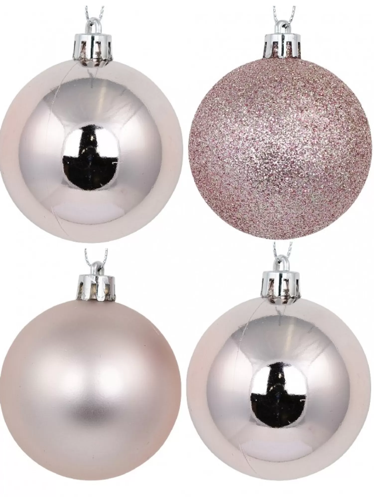 Christmas Warehouse Pink Glittered, Matte & Metallic Christmas Bauble Decorations - 12 X 60Mm> Bauble Packs