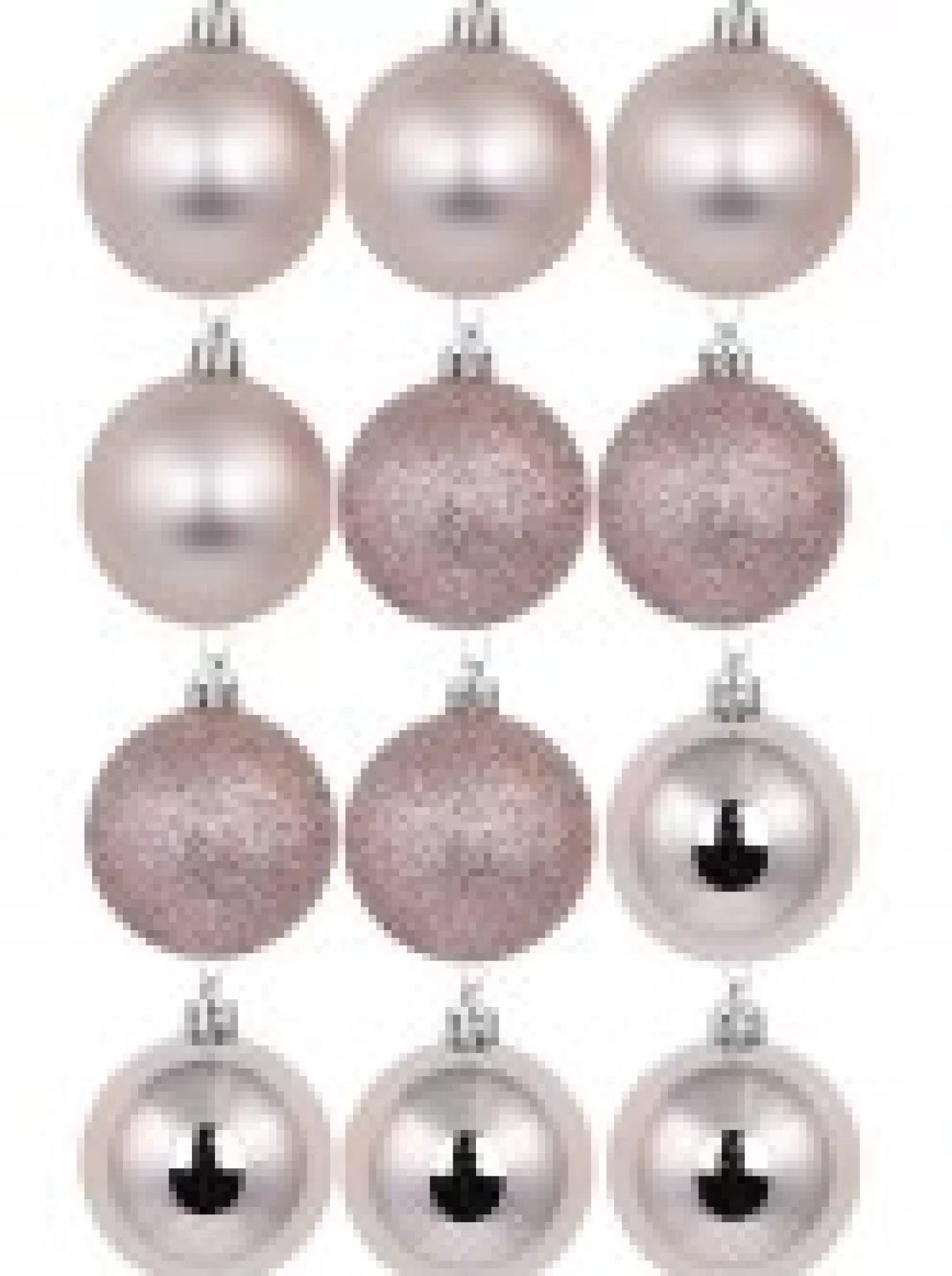 Christmas Warehouse Pink Glittered, Matte & Metallic Christmas Bauble Decorations - 12 X 60Mm> Bauble Packs