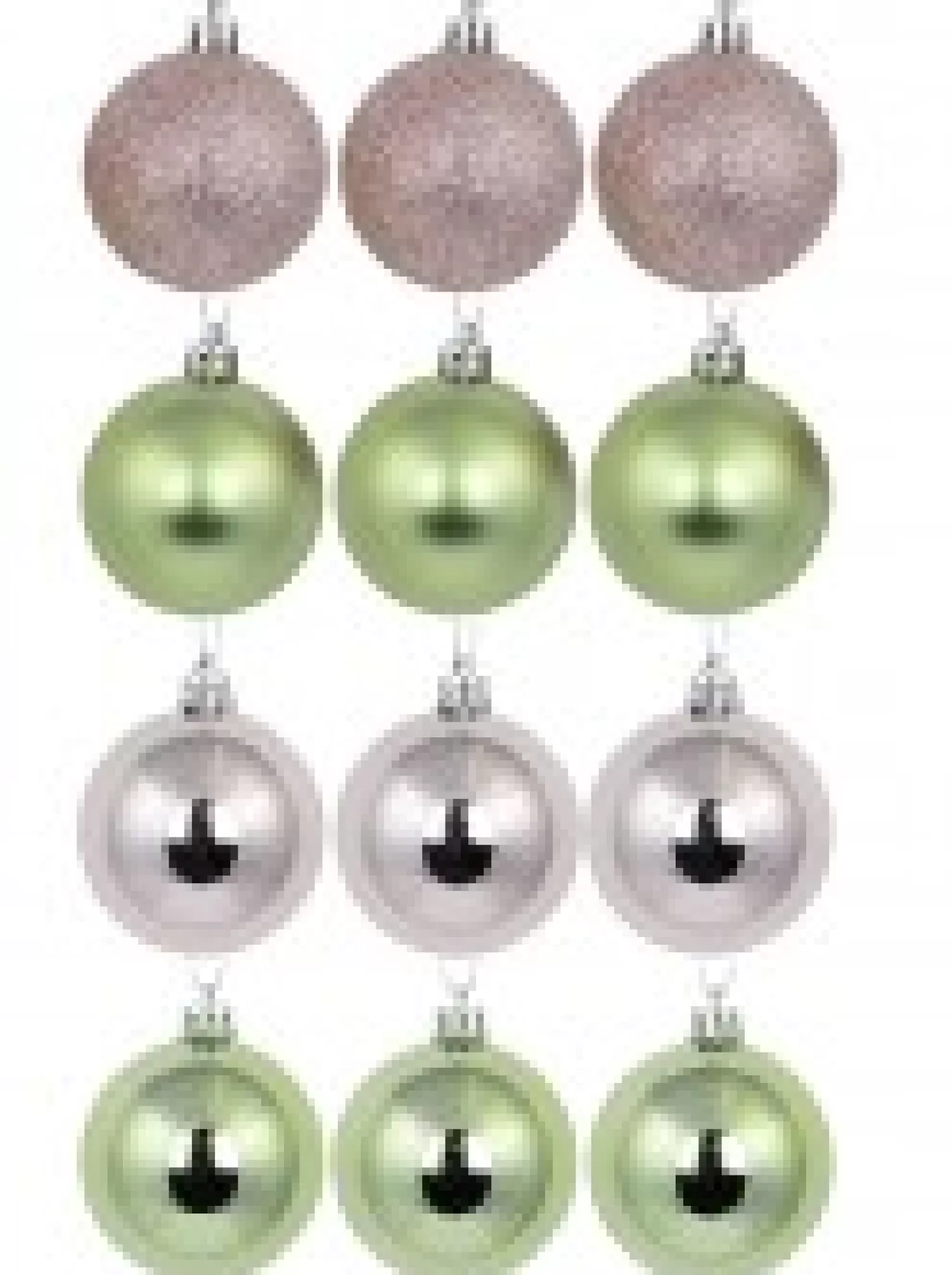 Christmas Warehouse Pink Metallic & Glittered With Mint Green Metallic & Matte Baubles - 12 X 60Mm> Bauble Packs