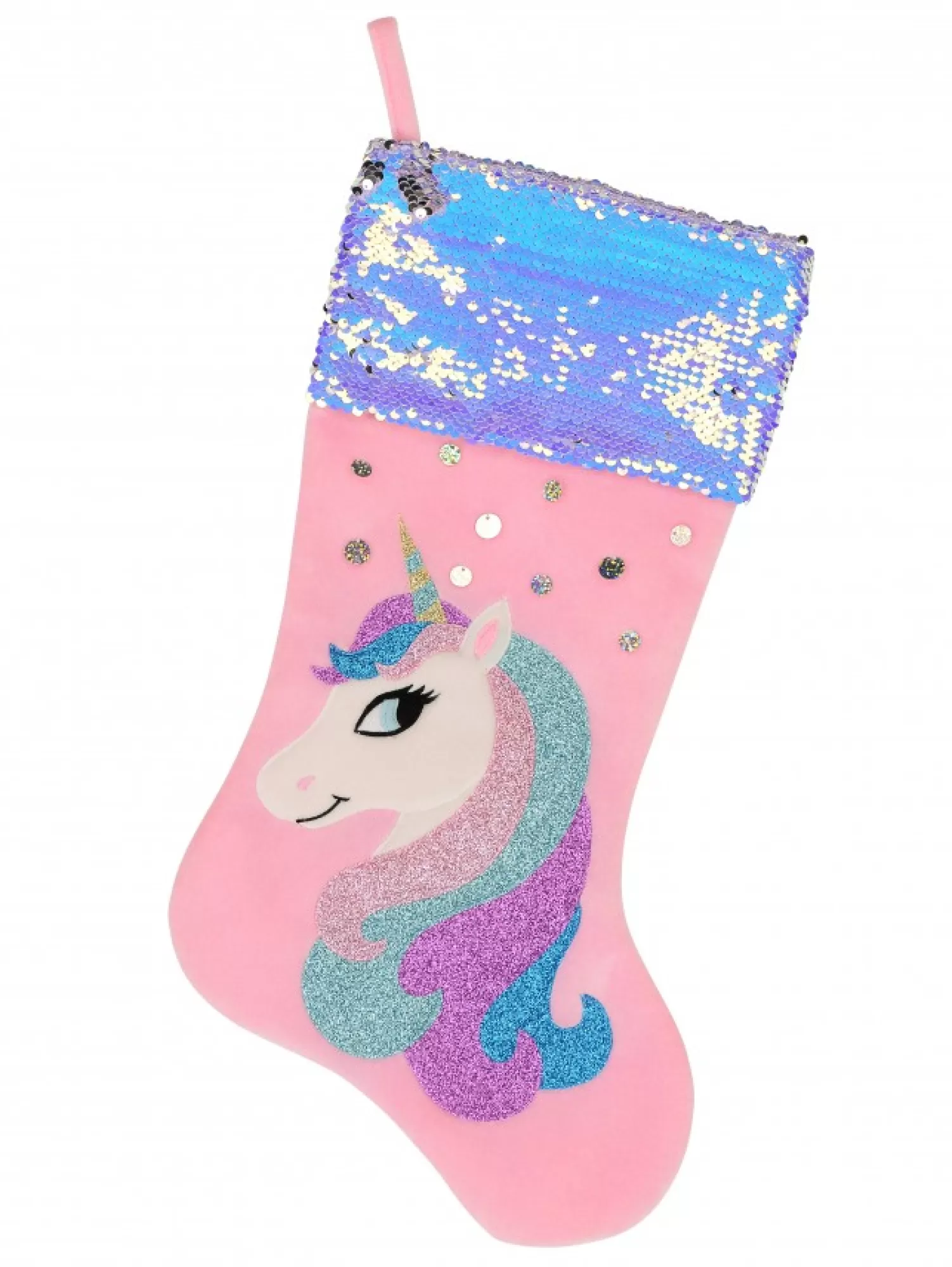 Christmas Warehouse Pink Velvet With Fabulous Unicorn & Mane Applique Christmas Stocking - 48Cm> Christmas Stockings