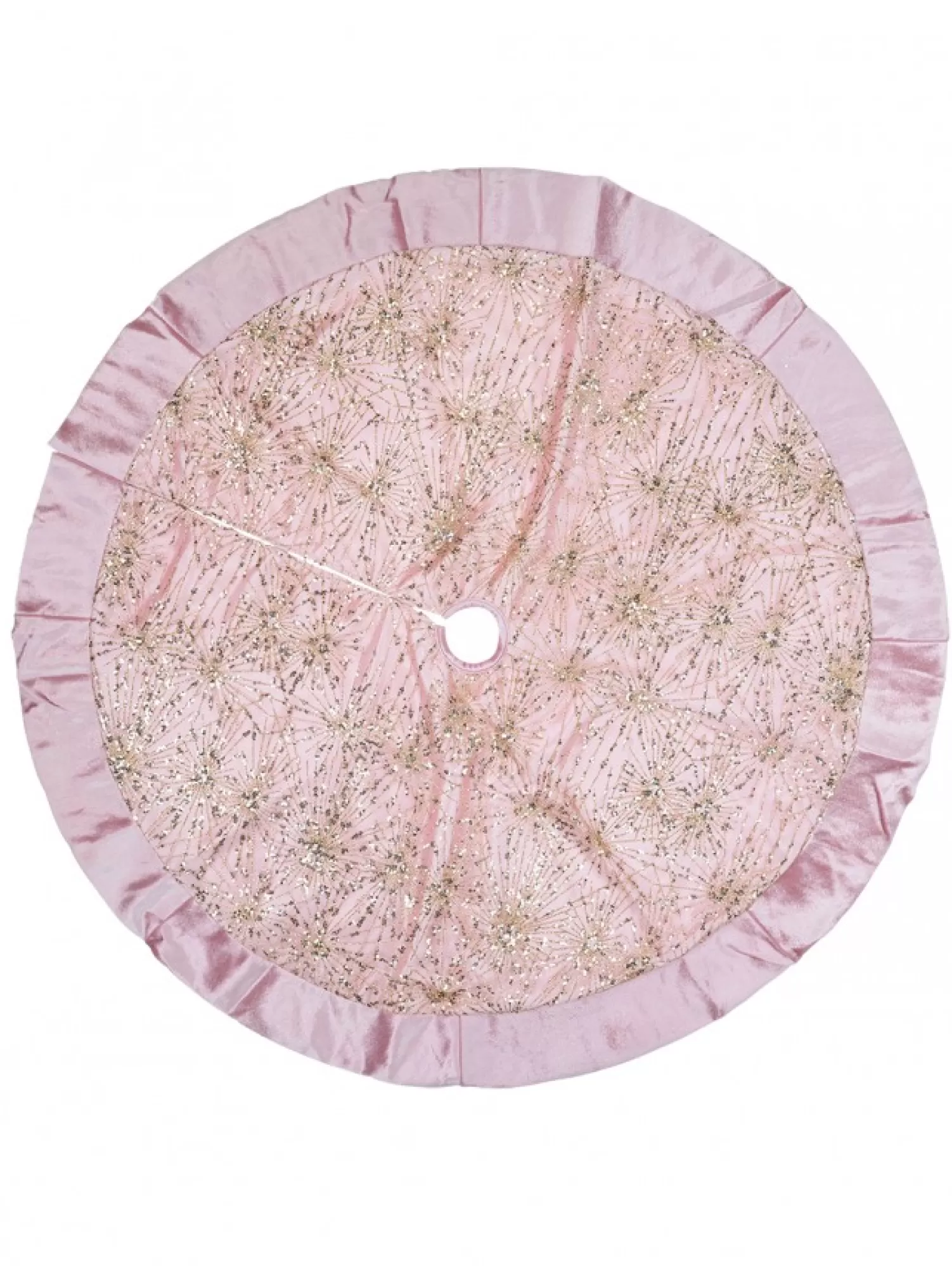 Christmas Warehouse Pink With Gold Sequin Starburst Pattern Christmas Tree Skirt - 1.2M> Tree Skirts