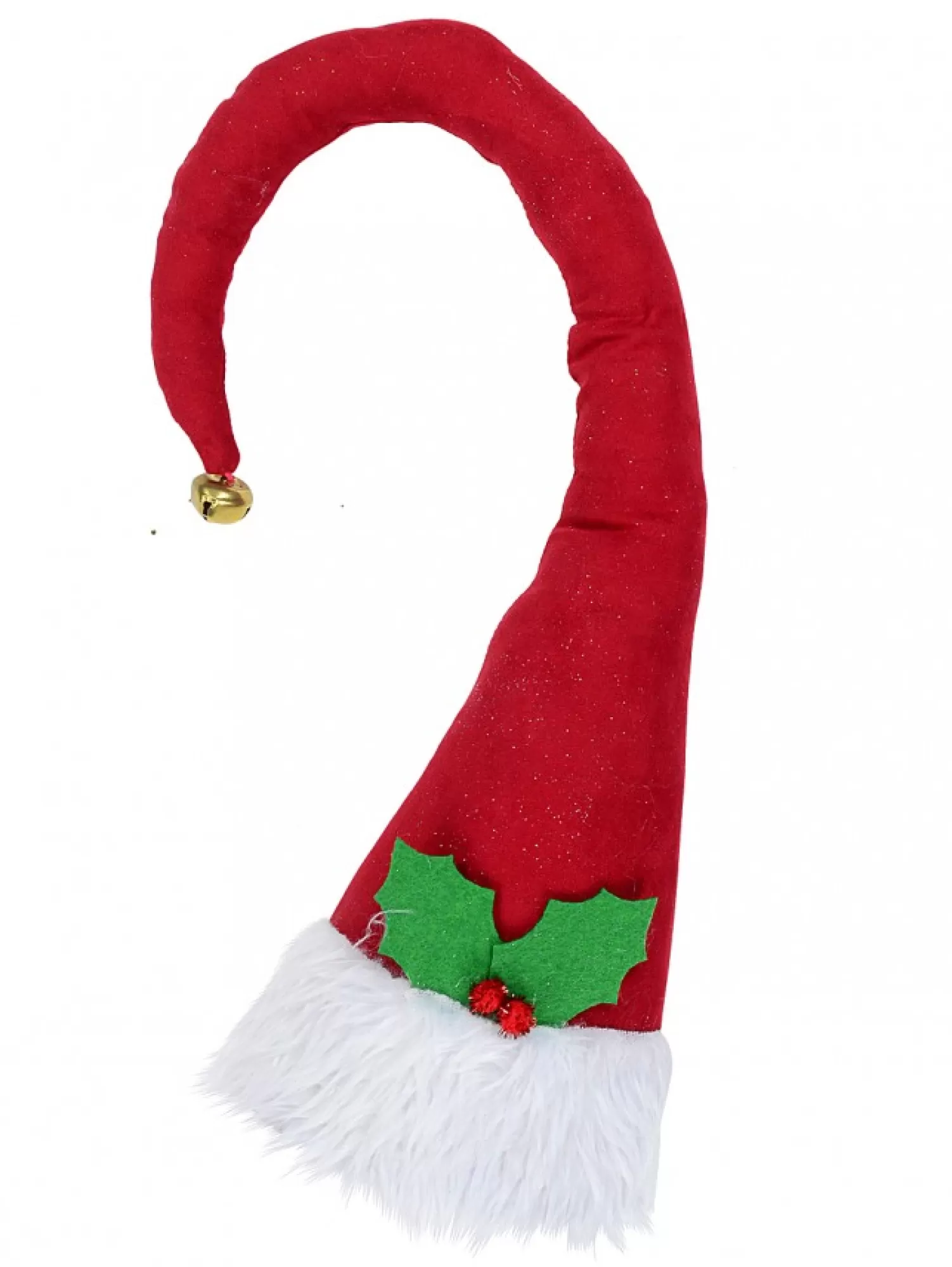 Christmas Warehouse Red 3D Santa Hat With Holly & Fur Brim Christmas Tree Top Decoration - 40Cm> Tree Top Decorations
