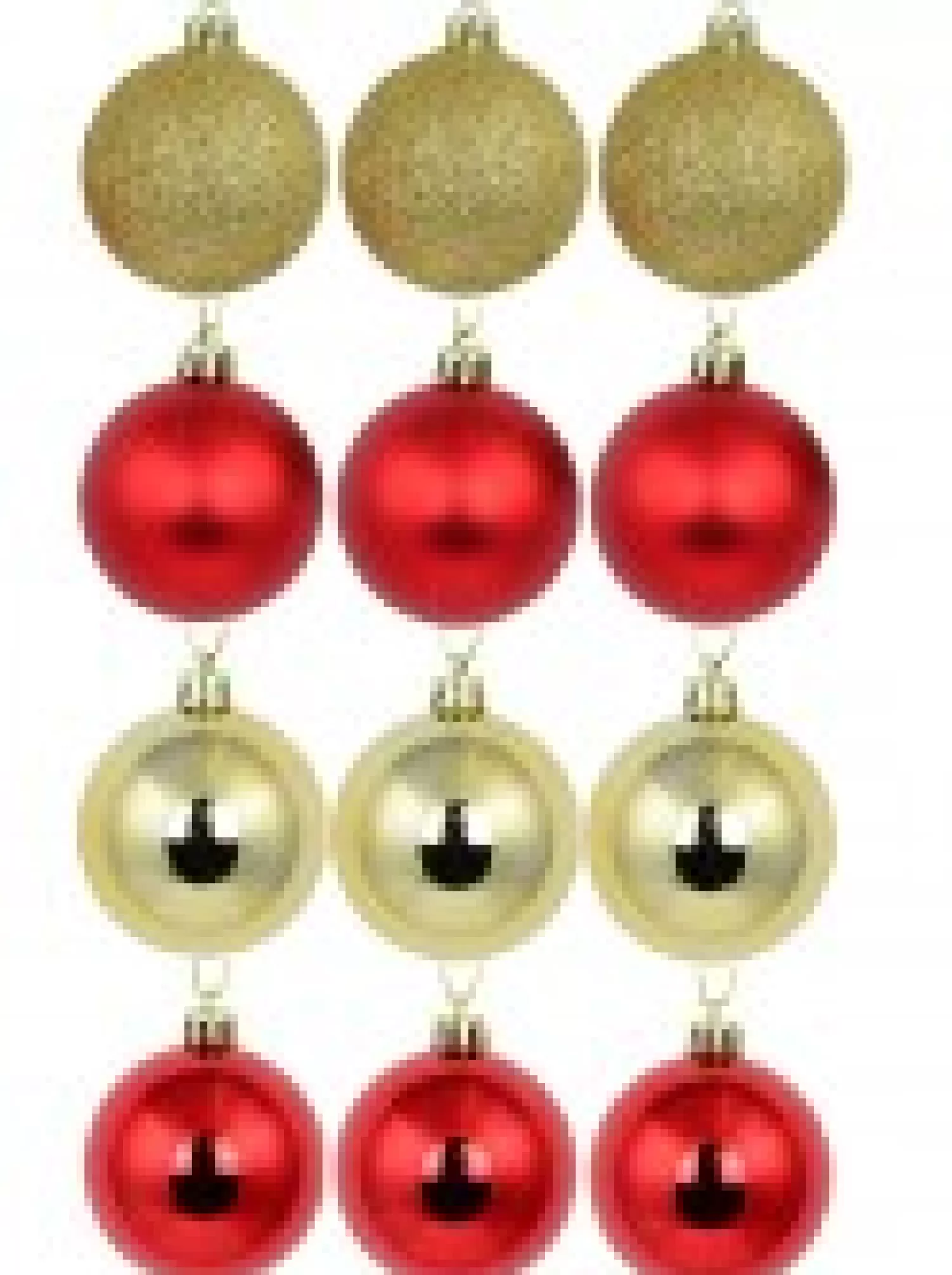 Christmas Warehouse Red & Gold Metallic, Matte & Glitter Christmas Baubles - 12 X 60Mm> Bauble Packs