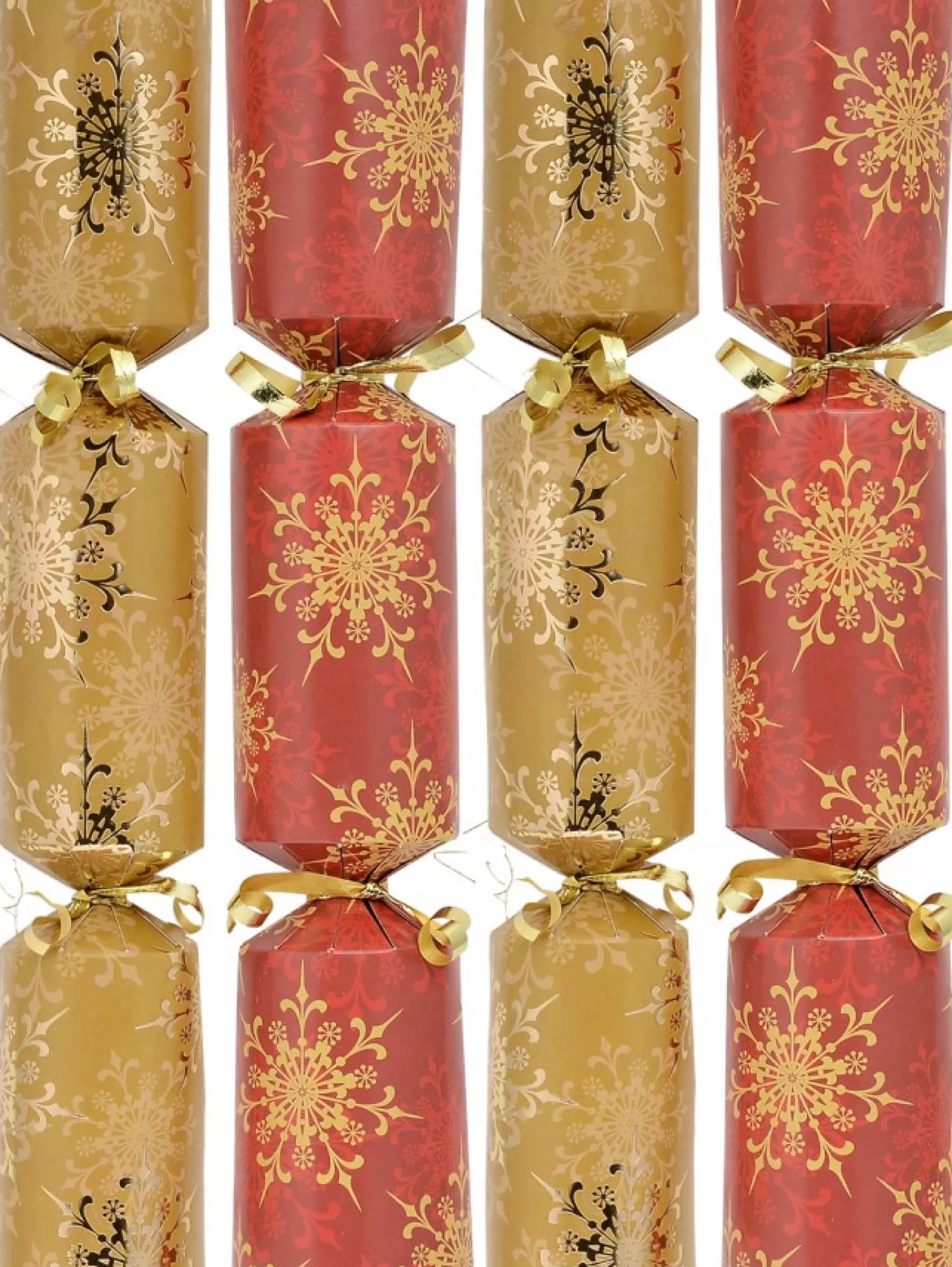 Christmas Warehouse Red & Gold With Snowflakes Pattern Christmas Cracker Bon Bons - 12 X 30Cm> Christmas Cracker Bon Bon Packs (4 - 16 Per Pack)