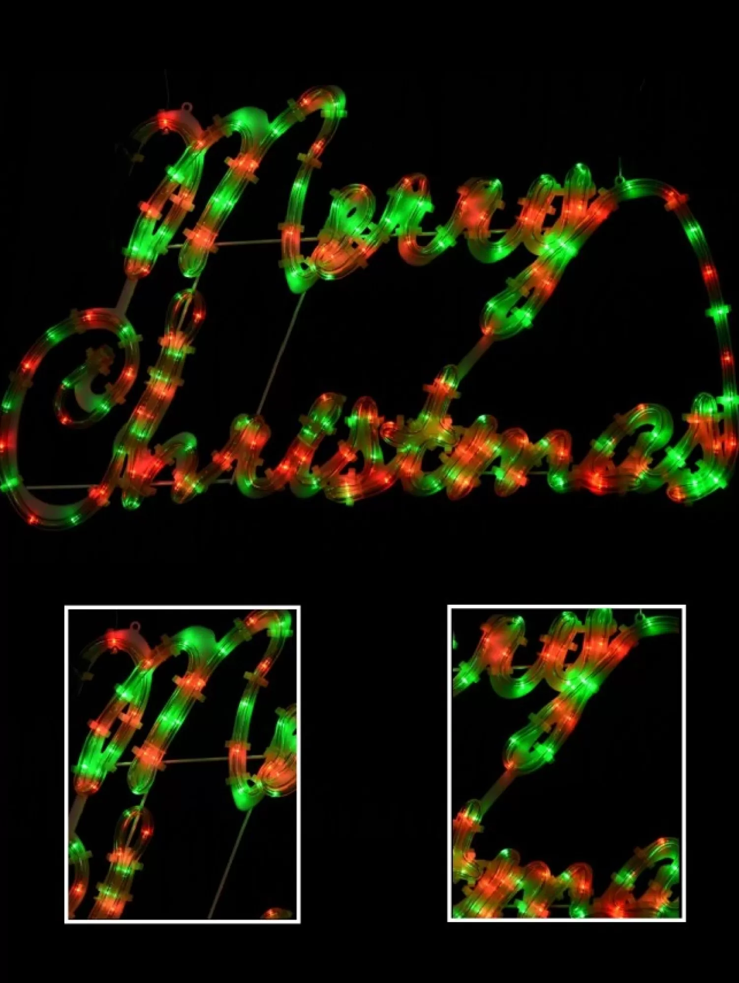 Christmas Warehouse Red & Green Cursive Merry Christmas Led Rope Light Silhouette - 72Cm> Christmas Light Displays