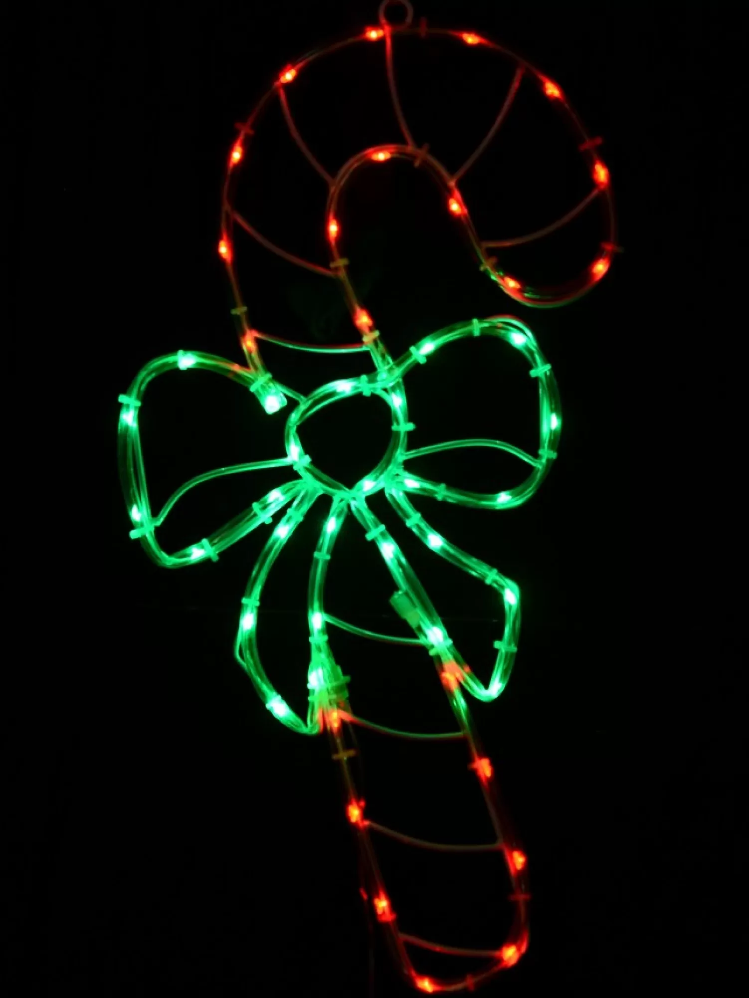 Christmas Warehouse Red & Green Led Candy Cane With Bow Noodle Rope Light Silhouette - 52Cm> Christmas Light Displays