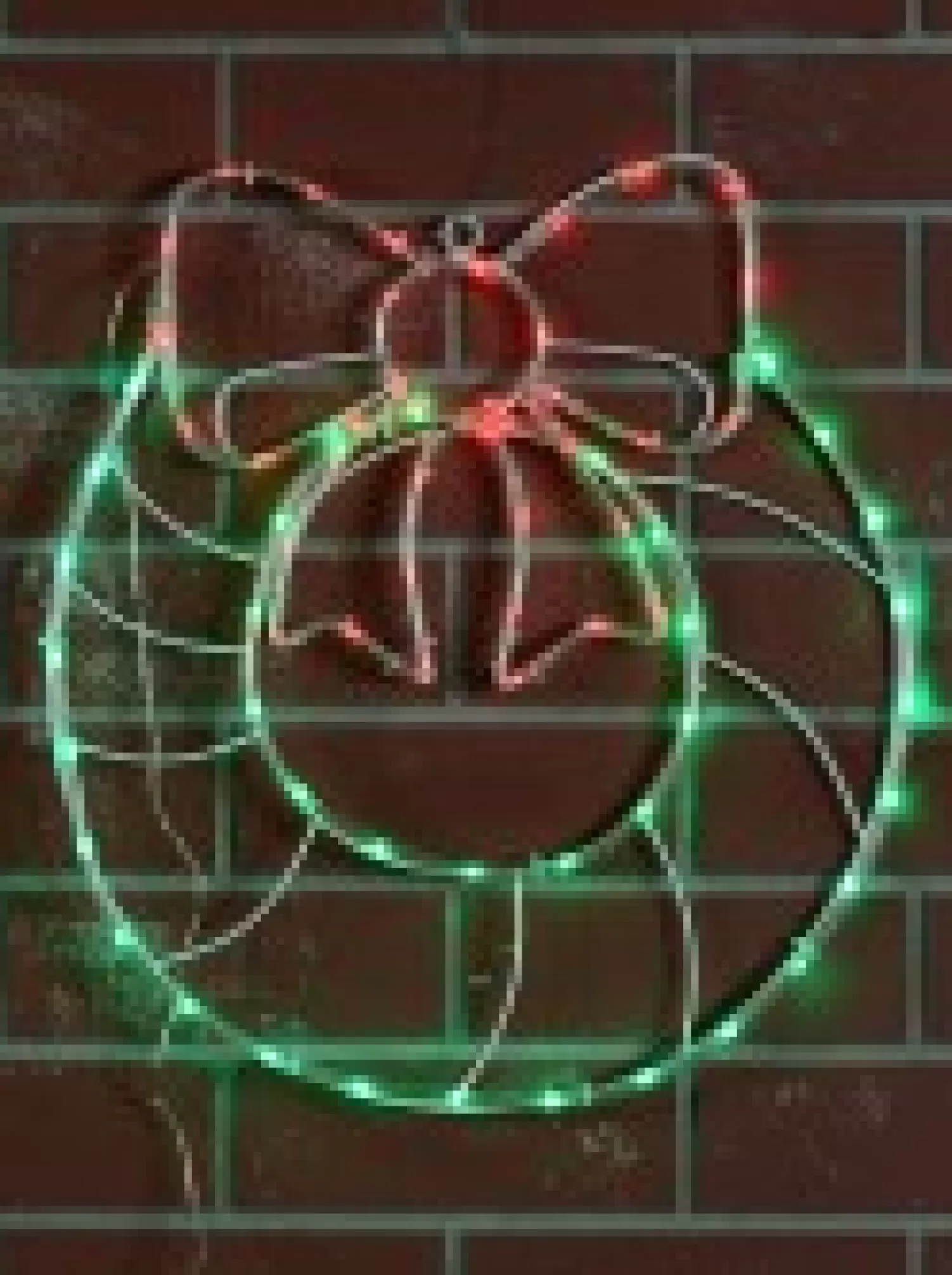 Christmas Warehouse Red & Green Led Wreath With Bow Noodle Rope Light Silhouette - 50Cm> Christmas Light Displays