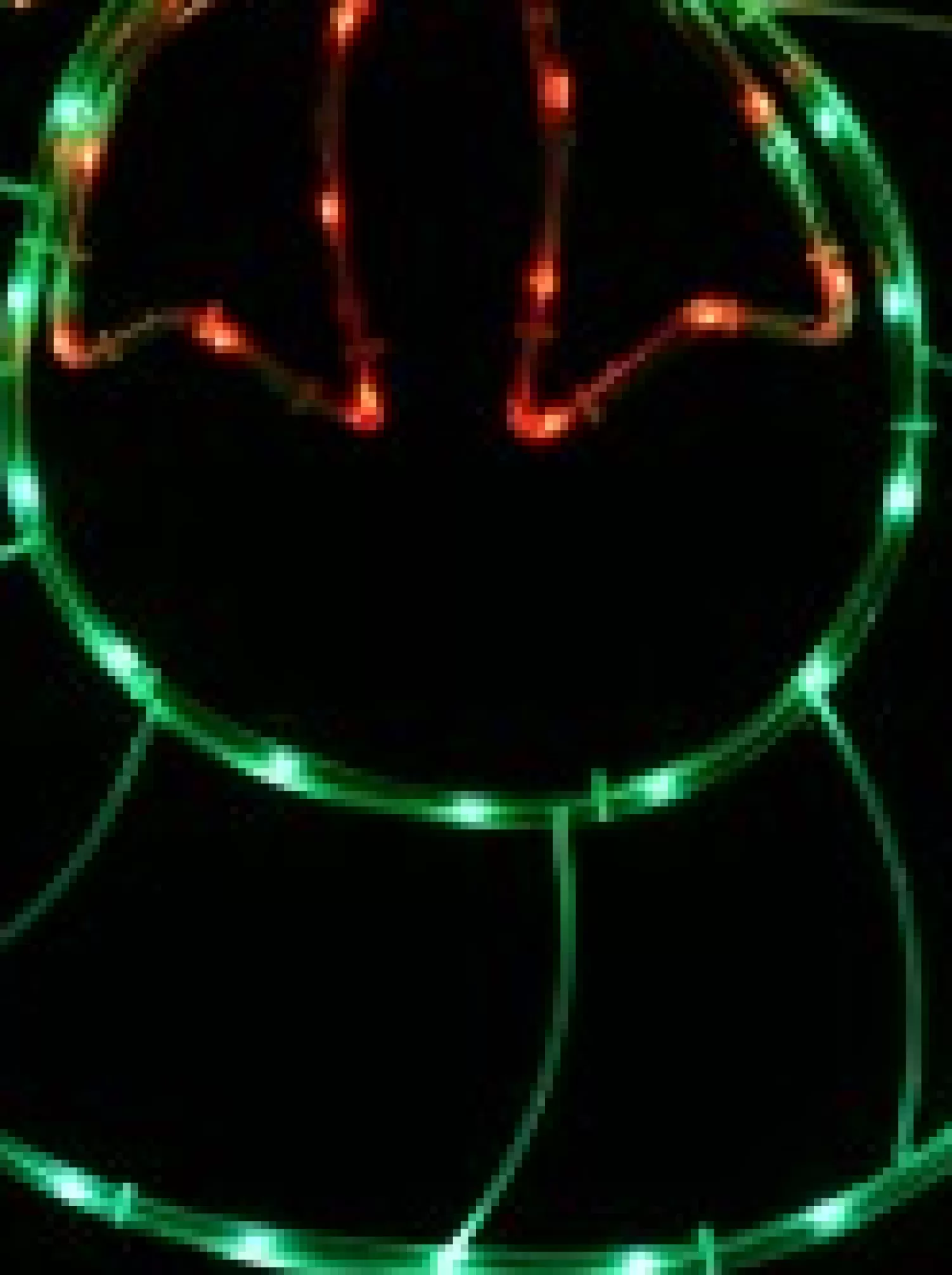 Christmas Warehouse Red & Green Led Wreath With Bow Noodle Rope Light Silhouette - 50Cm> Christmas Light Displays