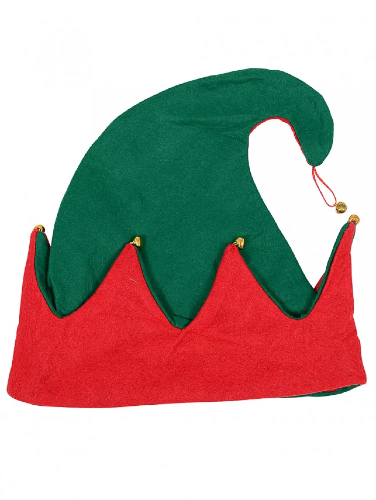 Christmas Warehouse Red & Green Traditional Christmas Elf Hat With Jingle Bells - One Size Fits Most> General Headwear