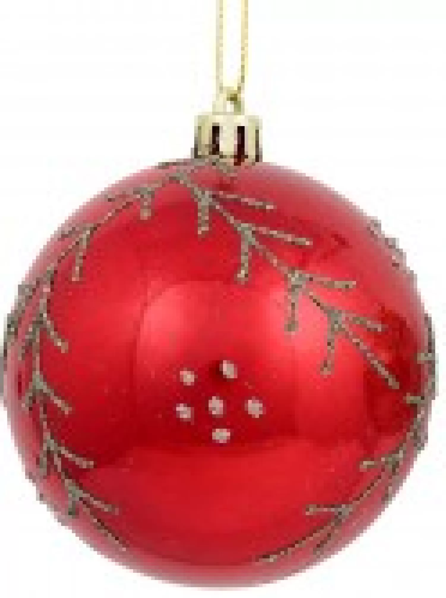 Christmas Warehouse Red & Pearl Christmas Baubles With Glitter Leaves & Dots Pattern - 4 X 80Mm> Bauble Packs