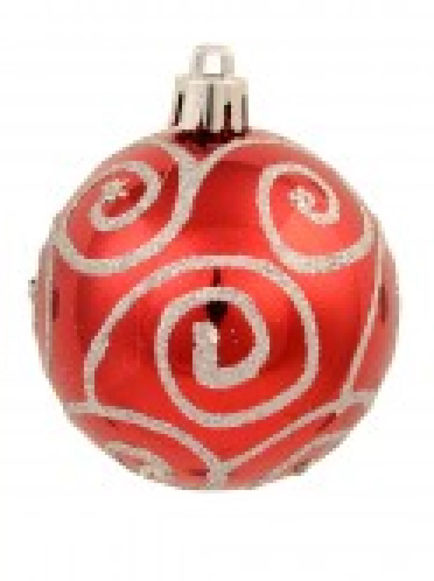 Christmas Warehouse Red & Silver Christmas Baubles With 4 Glitter Designs & Shiny - 9 X 60Mm> Bauble Packs