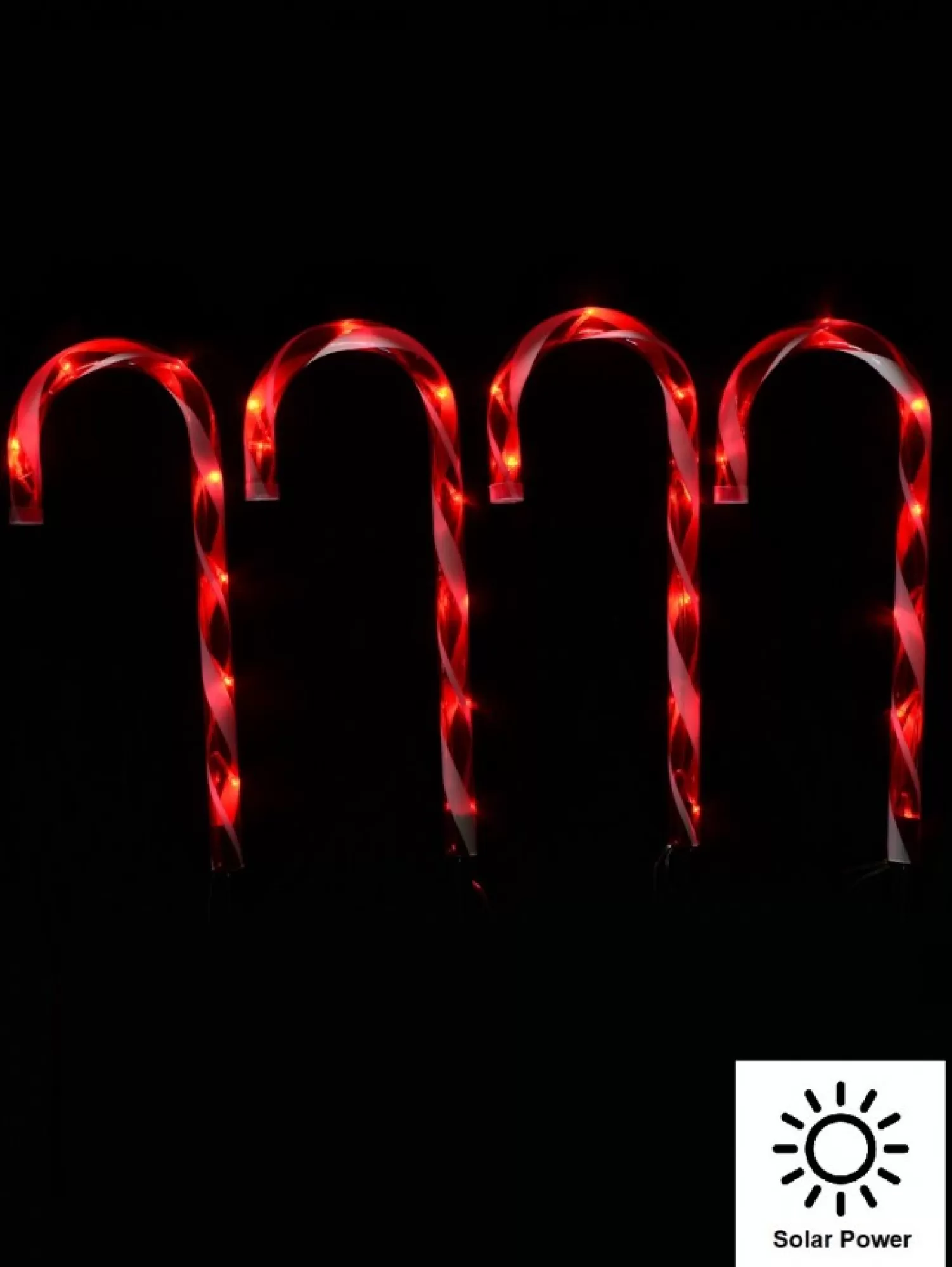 Christmas Warehouse Red & White Stripe Led Candy Cane Solar Powered Path Lights - 4 X 43Cm> Path Lights