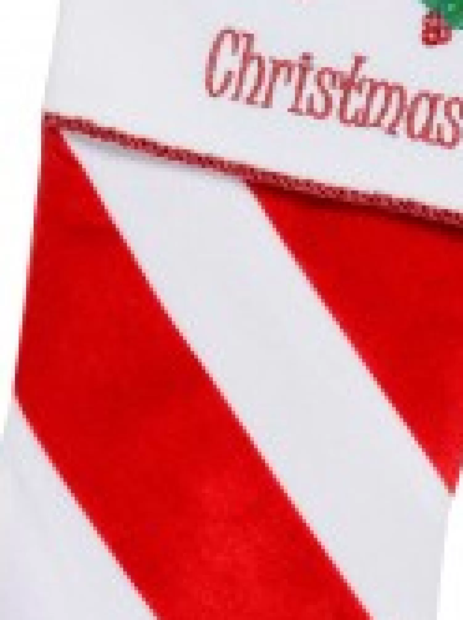 Christmas Warehouse Red & White Stripe With Font & Holly Applique Velvet Christmas Stocking - 48Cm> Christmas Stockings