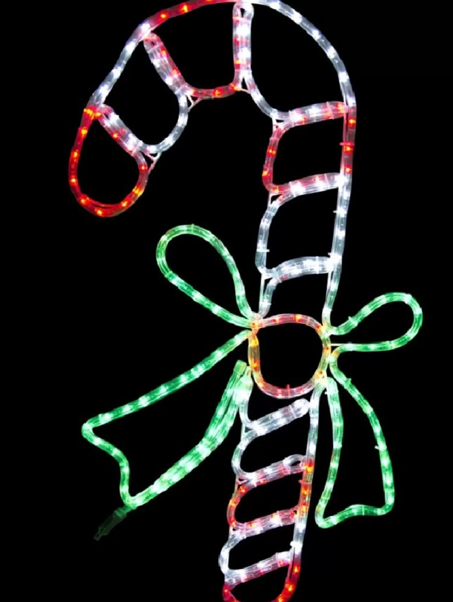 Christmas Warehouse Red & White With Green Candy Cane Led Rope Light Silhouette - 80Cm> Christmas Light Displays