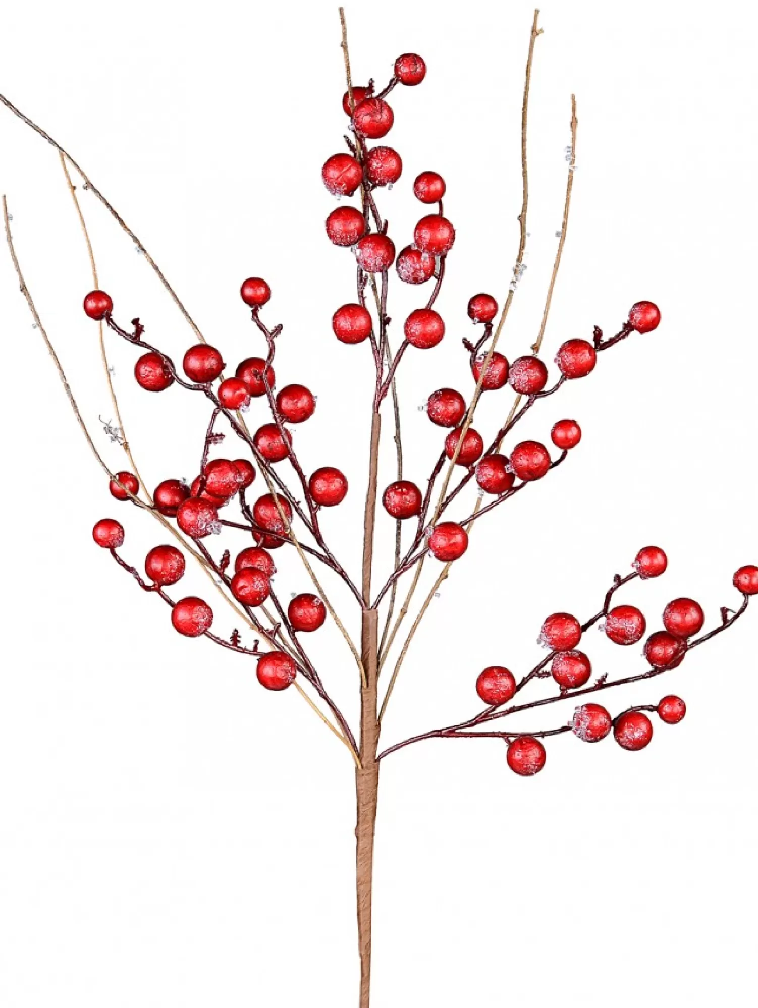 Christmas Warehouse Red Berry & Branches With Frost Look Decorative Christmas Spray Stem - 68Cm> Christmas Stems