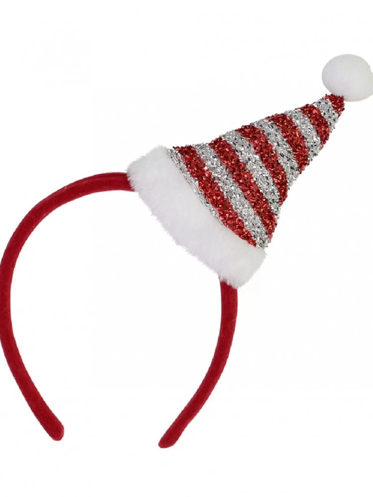 Christmas Warehouse Red Christmas Headband With Red & Silver Santa Hat - One Size Fits Most> General Headwear