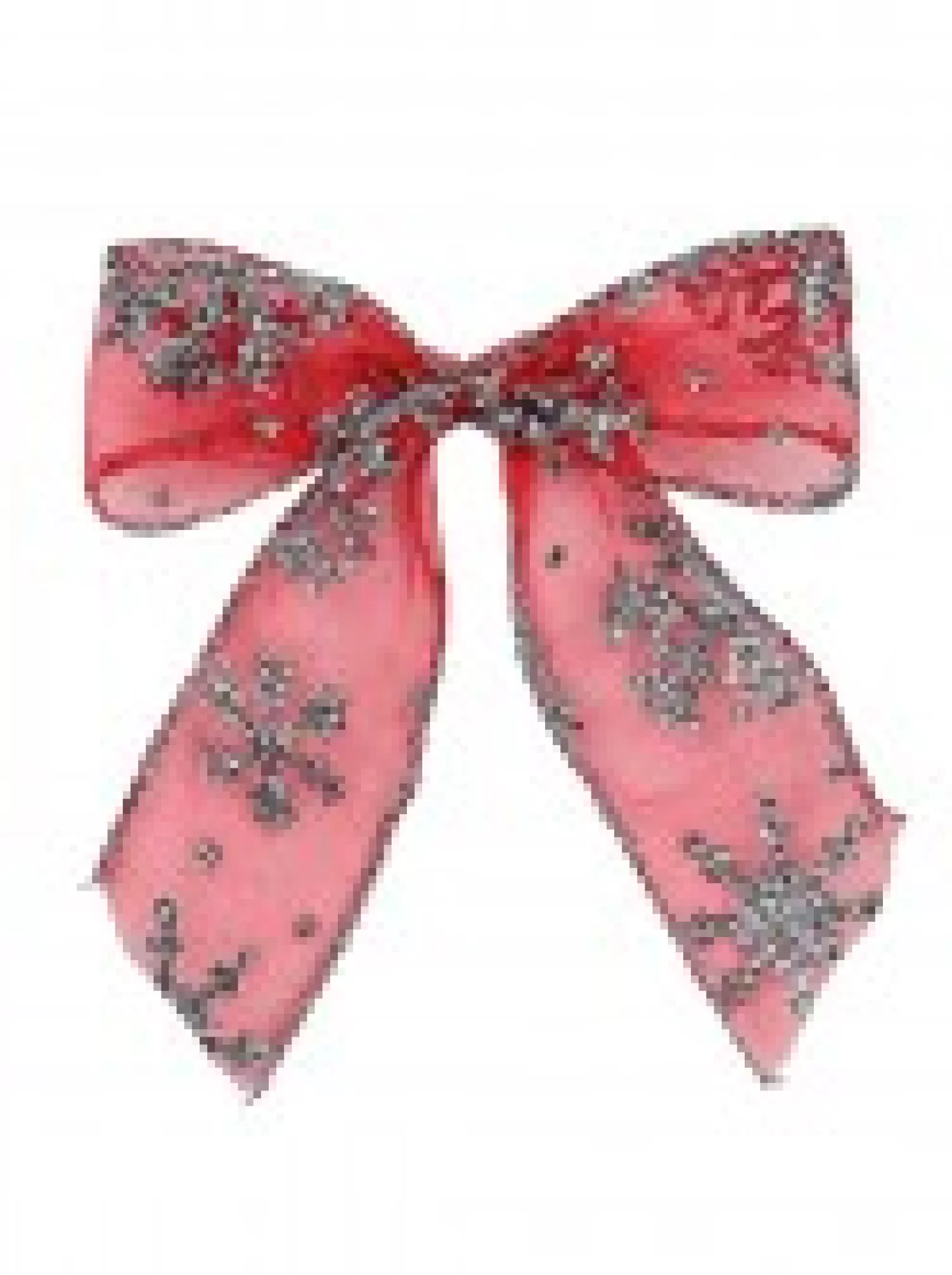 Christmas Warehouse Red Christmas Tree Bow Decorations With Silver Glitter Snowflakes - 6 X 12Cm> Christmas Bows