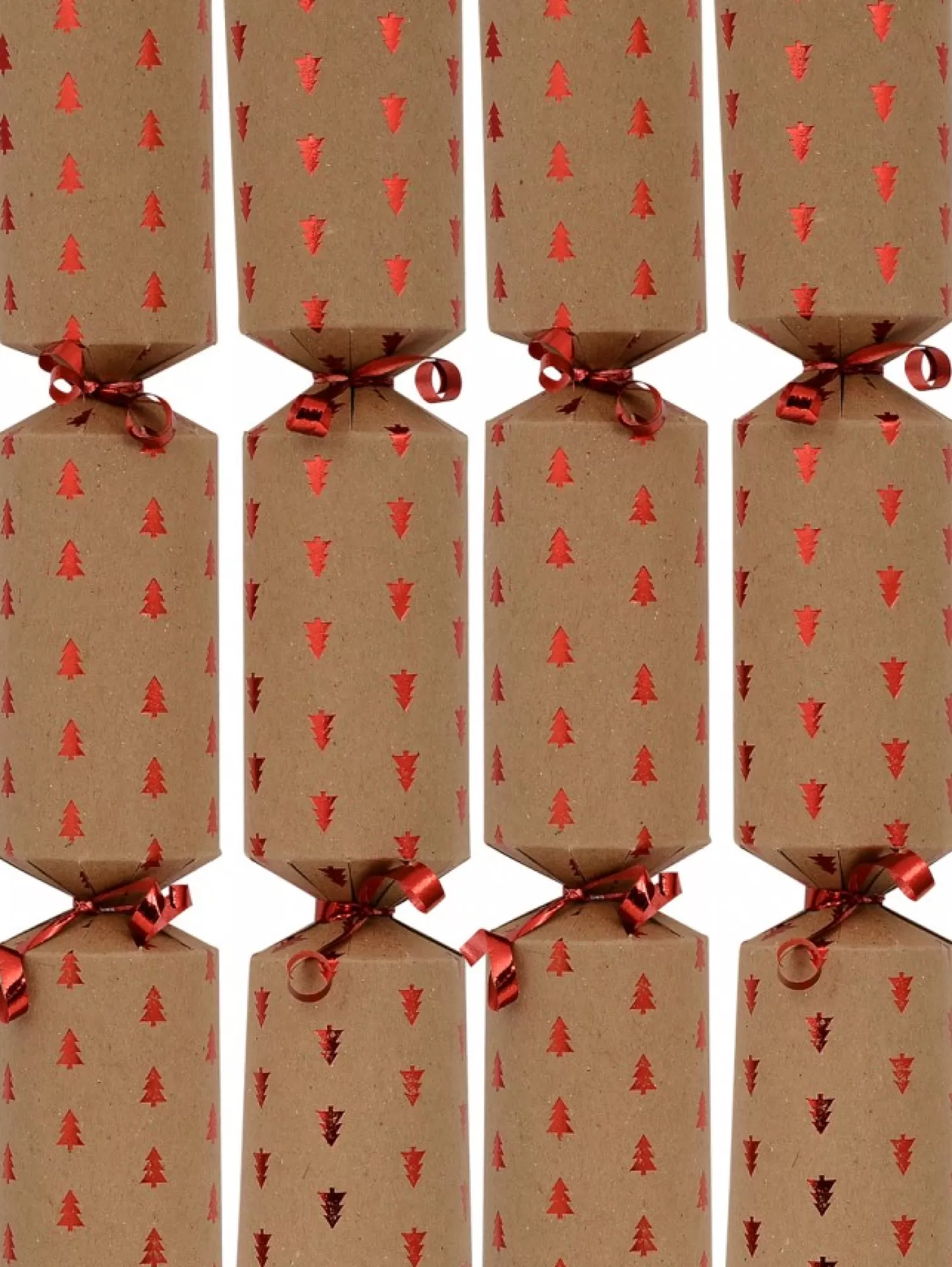 Christmas Warehouse Red Christmas Tree Design On Kraft Paper Look Bon Bons - 50 X 30Cm> Christmas Cracker Bon Bon Catering Packs (50 Per Pack)