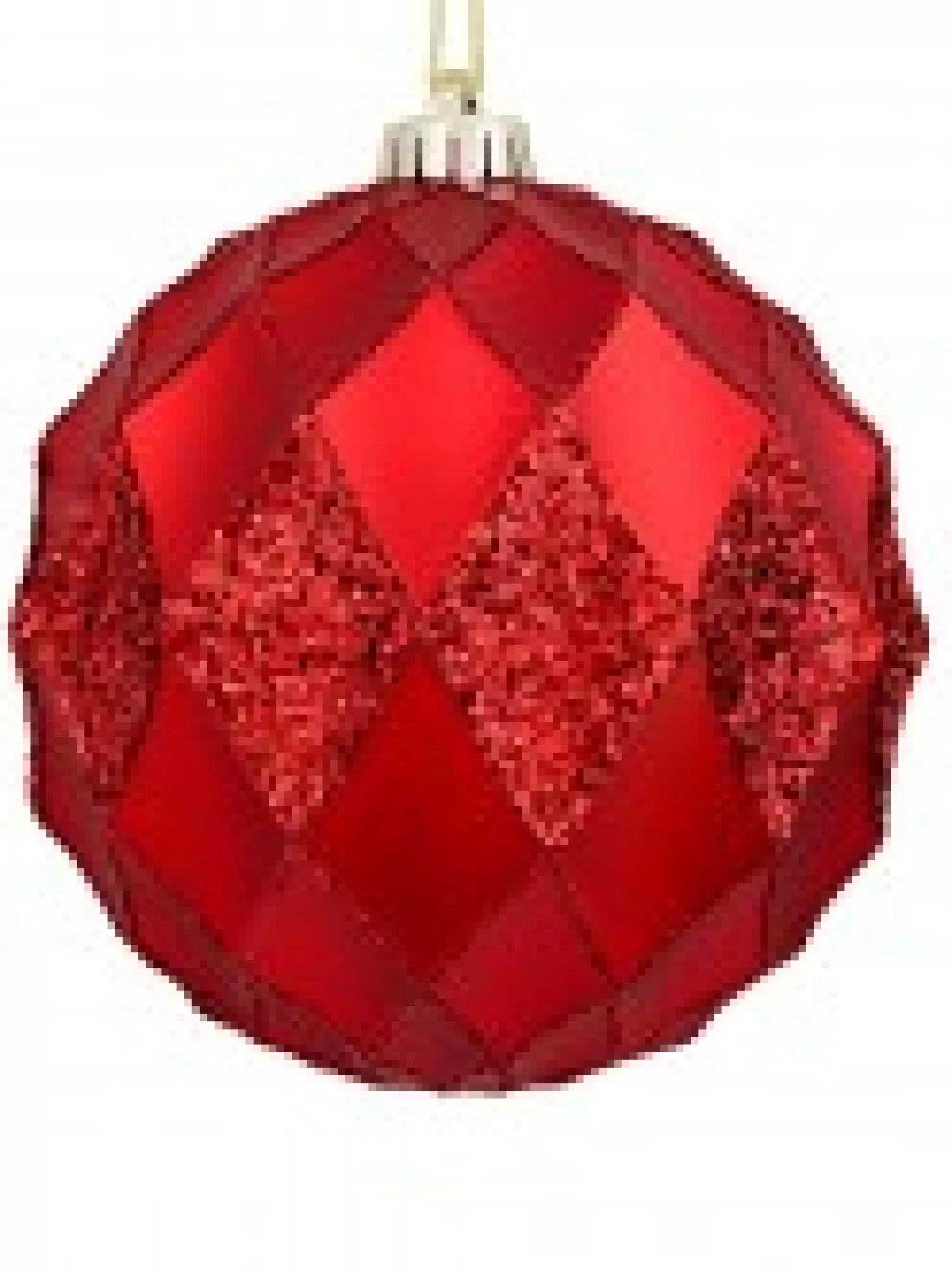 Christmas Warehouse Red Diamond Pattern Textured Large Christmas Baubles With Glitter - 2 X 15Cm> Bauble Packs