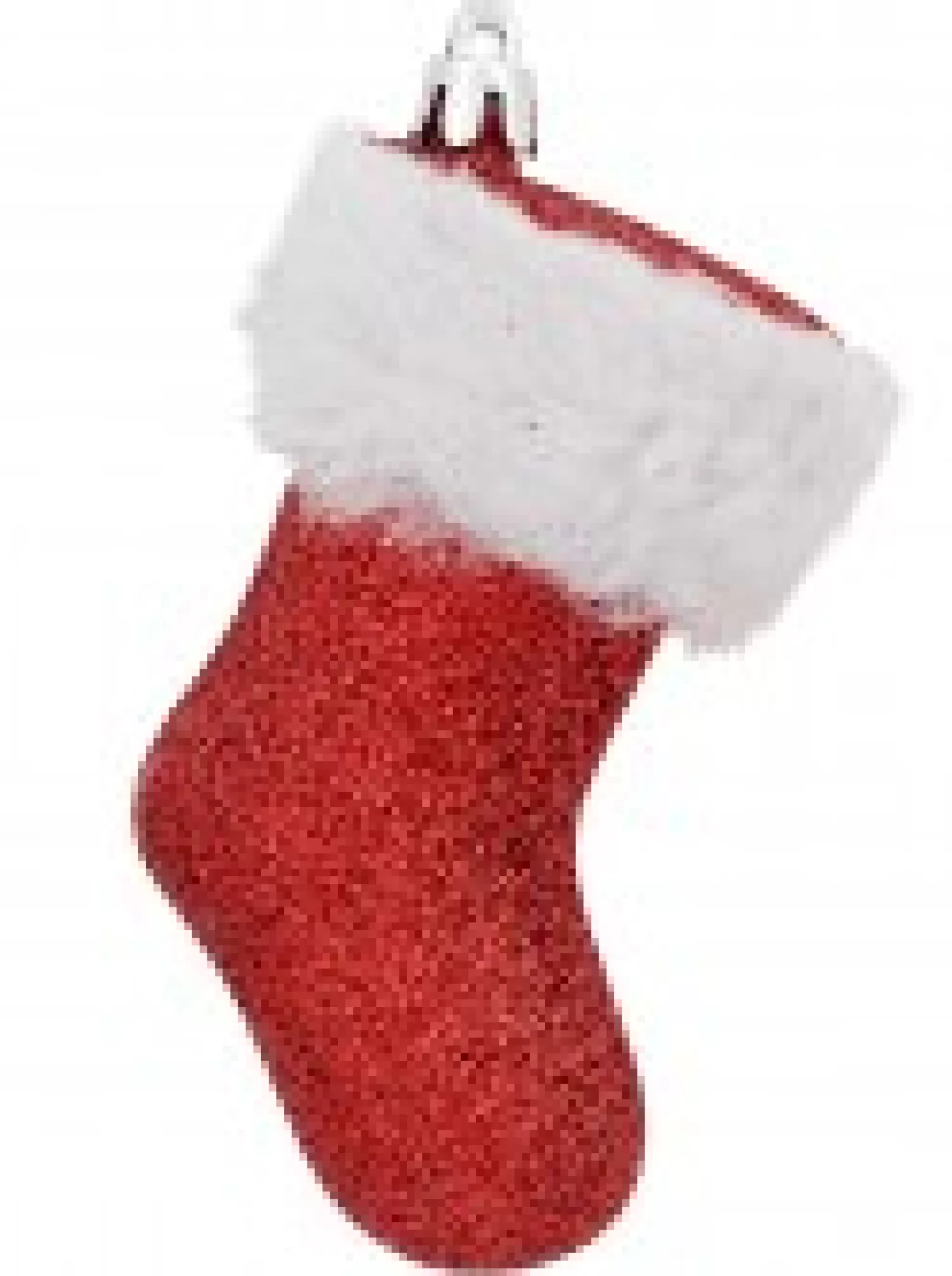 Christmas Warehouse Red Glitter With White Cuff Christmas Stocking Hanging Decoration - 4 X 10Cm> Hanging Decorations - Packs