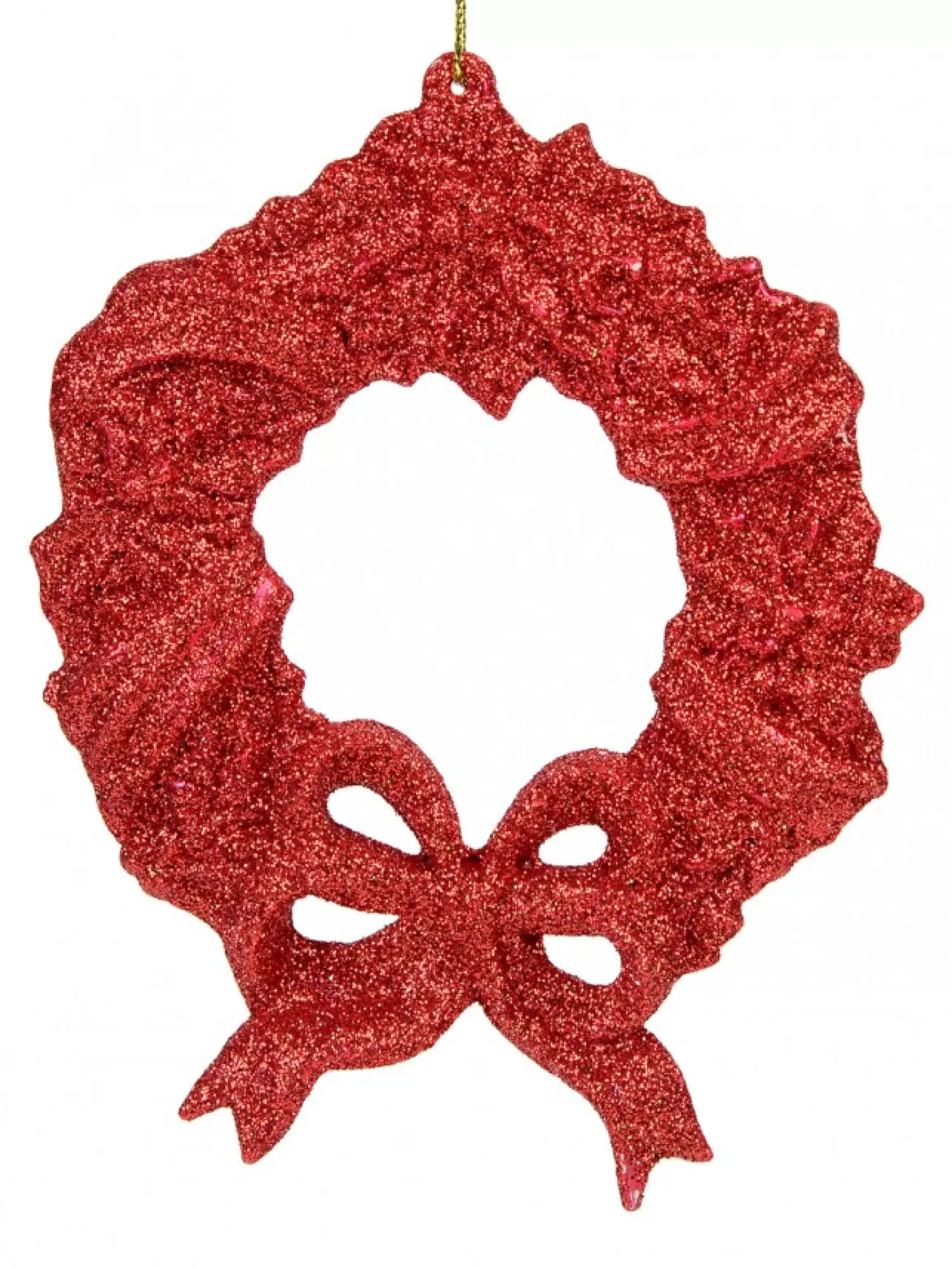 Christmas Warehouse Red Glitter Wreath With Bow Christmas Tree Hanging Decoration - 12Cm> Hanging Decorations - Individual