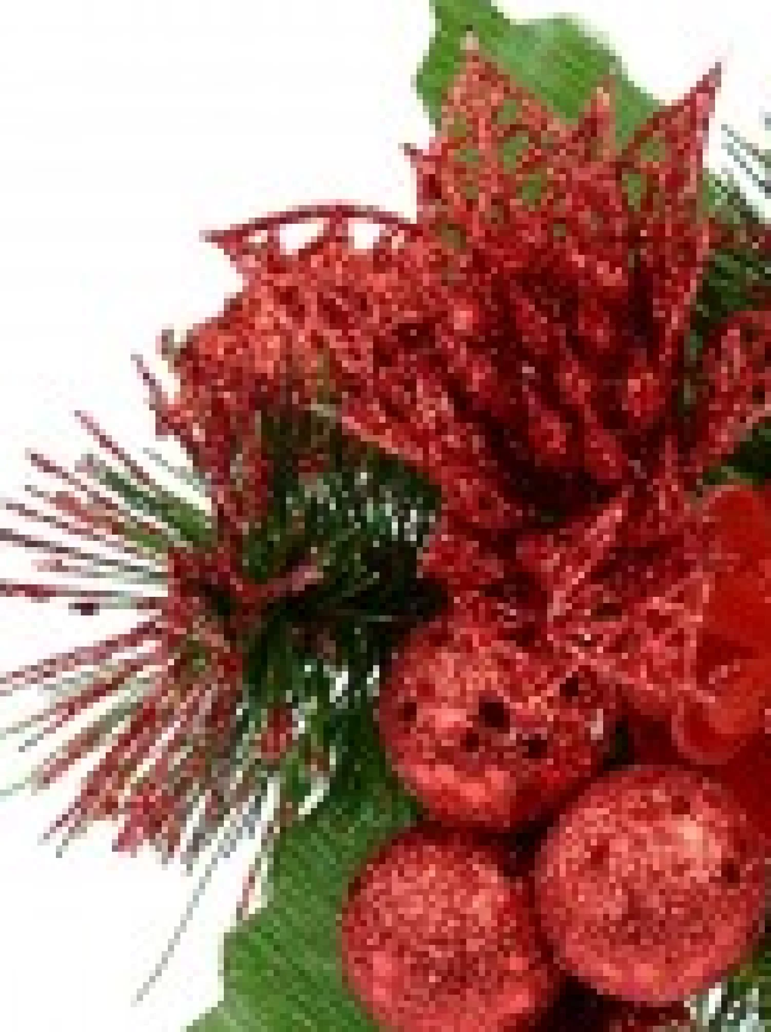 Christmas Warehouse Red Glittered Berry, Holly & Assorted Decorations Christmas Foliage Pick - 17Cm> Christmas Picks