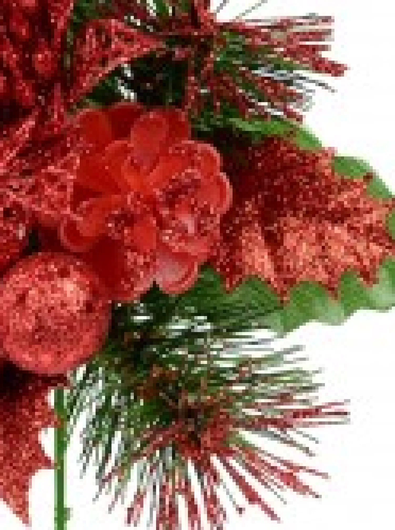 Christmas Warehouse Red Glittered Berry, Holly & Assorted Decorations Christmas Foliage Pick - 17Cm> Christmas Picks
