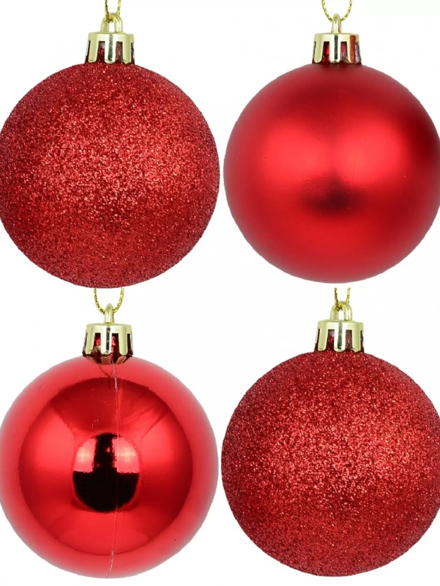 Christmas Warehouse Red Glittered, Matte & Metallic Christmas Bauble Decorations - 12 X 60Mm> Bauble Packs