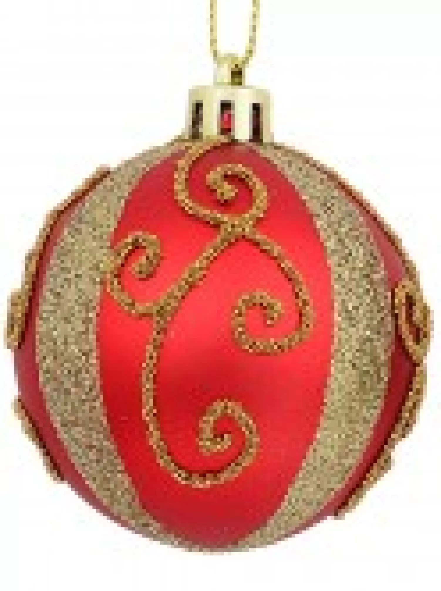 Christmas Warehouse Red, Green & Gold Baubles With Gold Filigree Pattern & Thick Stripe - 6 X 60Mm> Bauble Packs