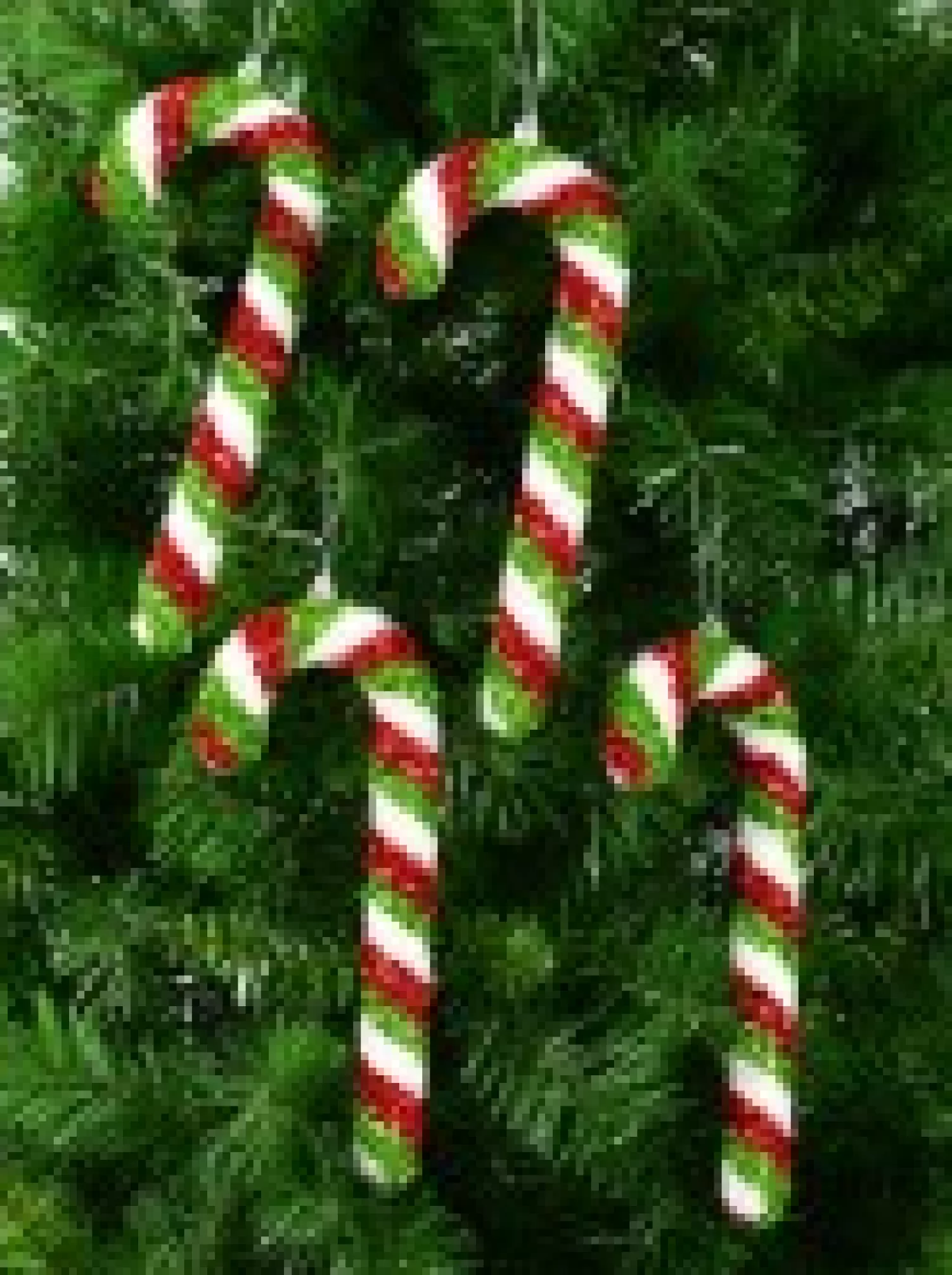 Christmas Warehouse Red, Green & White Stripe Tinsel Candy Cane Hanging Decoration - 4 X 24Cm> Hanging Decorations - Packs