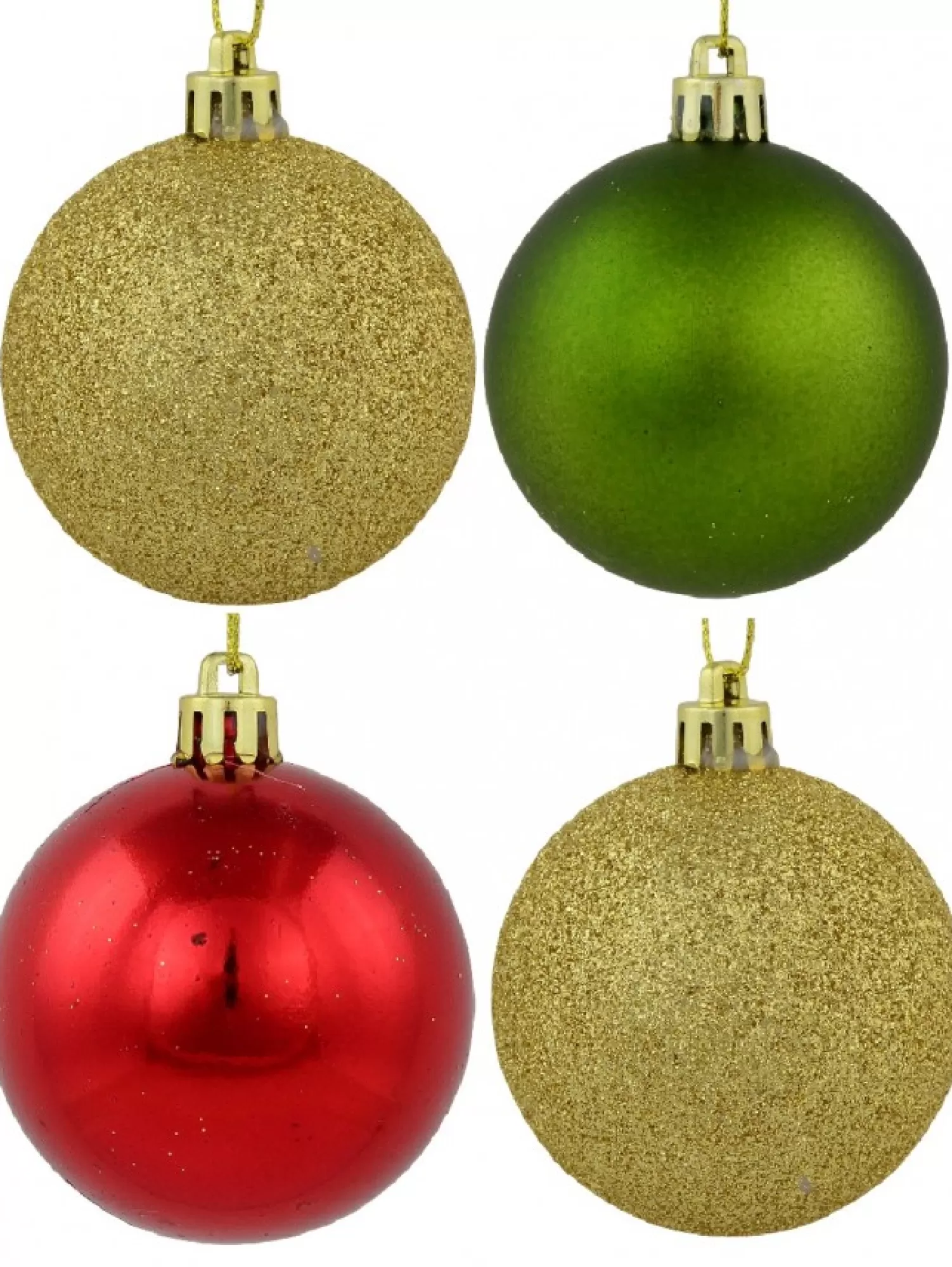 Christmas Warehouse Red Metallic, Green Matte & Glittered Gold Christmas Baubles - 27 X 60Mm> Bauble Packs
