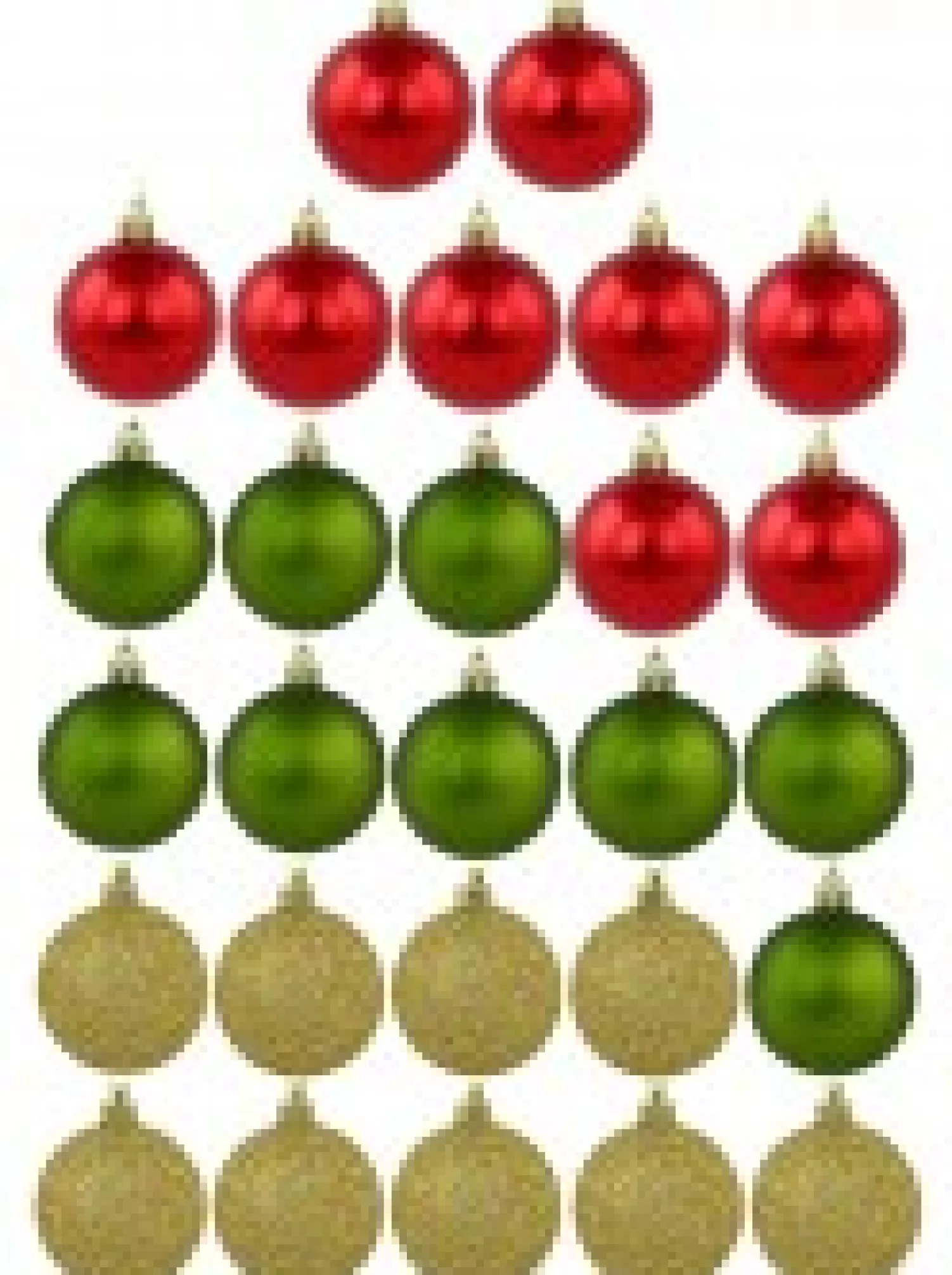 Christmas Warehouse Red Metallic, Green Matte & Glittered Gold Christmas Baubles - 27 X 60Mm> Bauble Packs