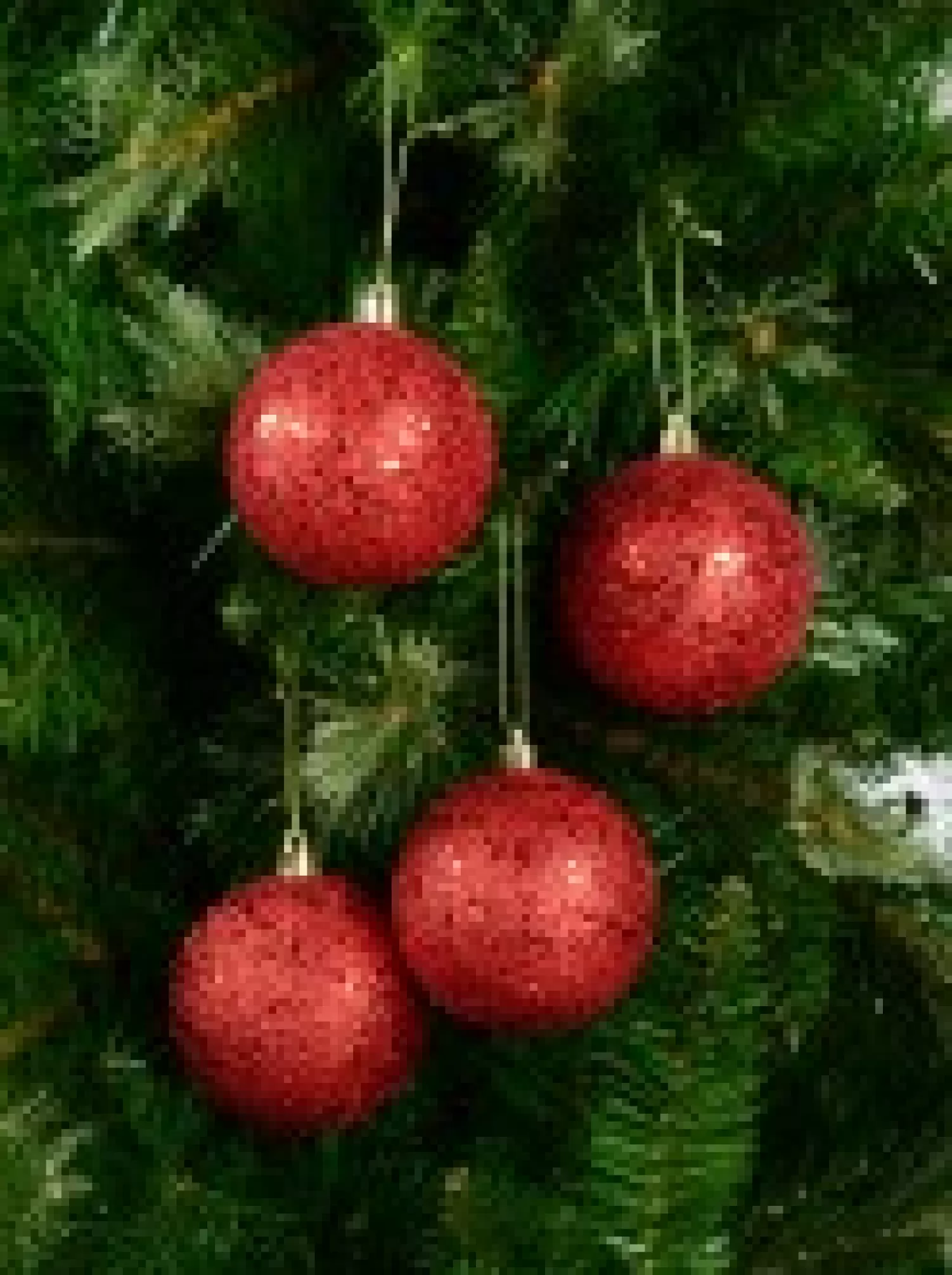 Christmas Warehouse Red Metallic Sequins & Glitter Coated Christmas Bauble Decorations - 4 X 80Mm> Bauble Packs