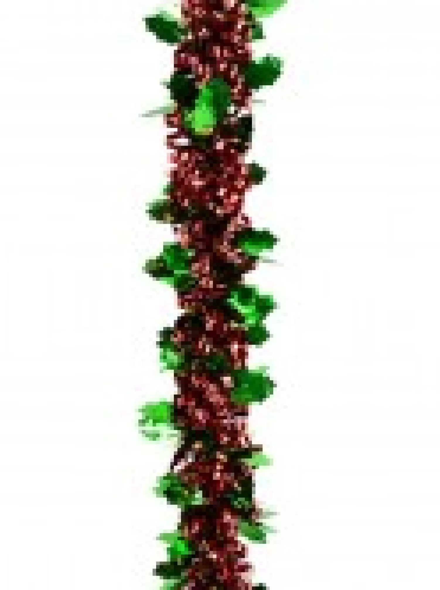 Christmas Warehouse Red Ribbon Look & Green Holly Leaf Christmas Tinsel Garland - 2.7M> Tinsel