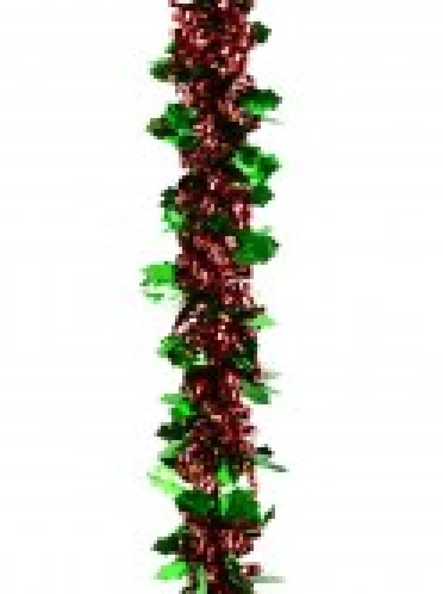 Christmas Warehouse Red Ribbon Look & Green Holly Leaf Christmas Tinsel Garland - 2.7M> Tinsel